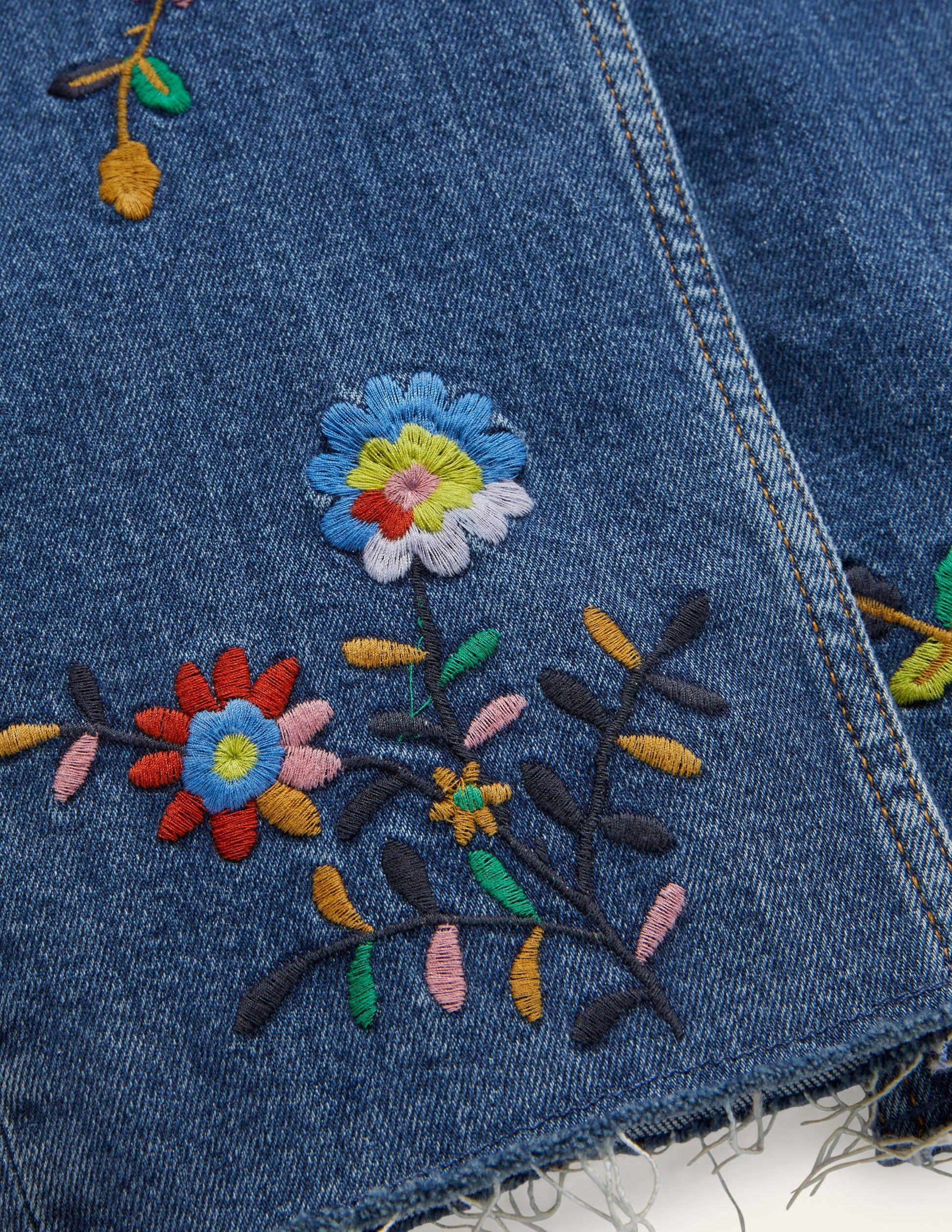 Jean droit décontracté-Broderies vintage moyen-6