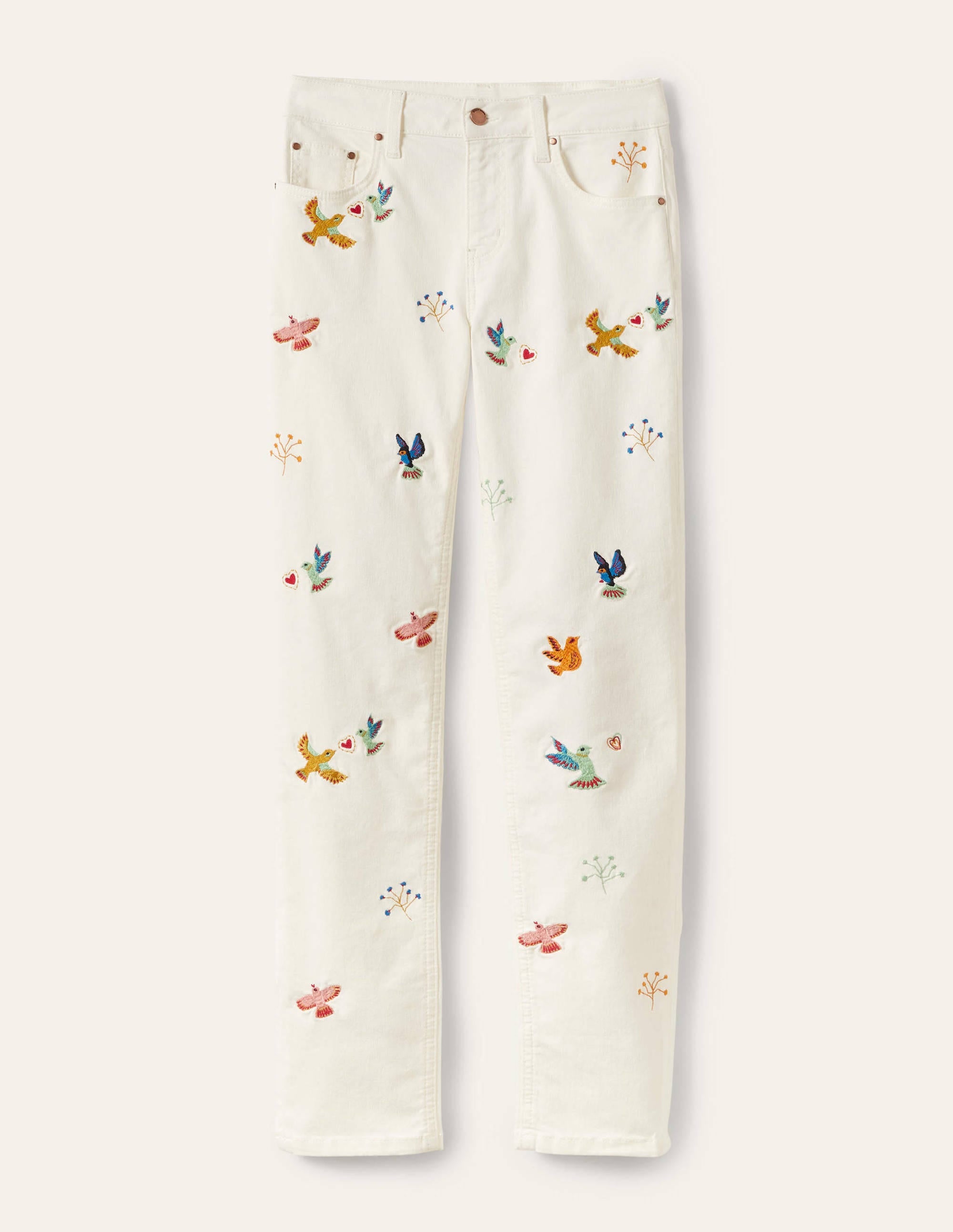 Jean girlfriend-Écru, broderies - Image 5