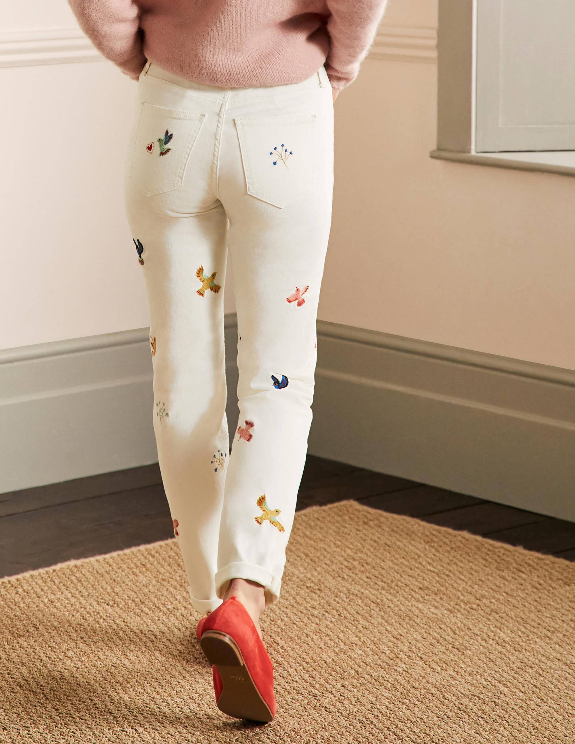 Jean girlfriend-Écru, broderies - Image 3