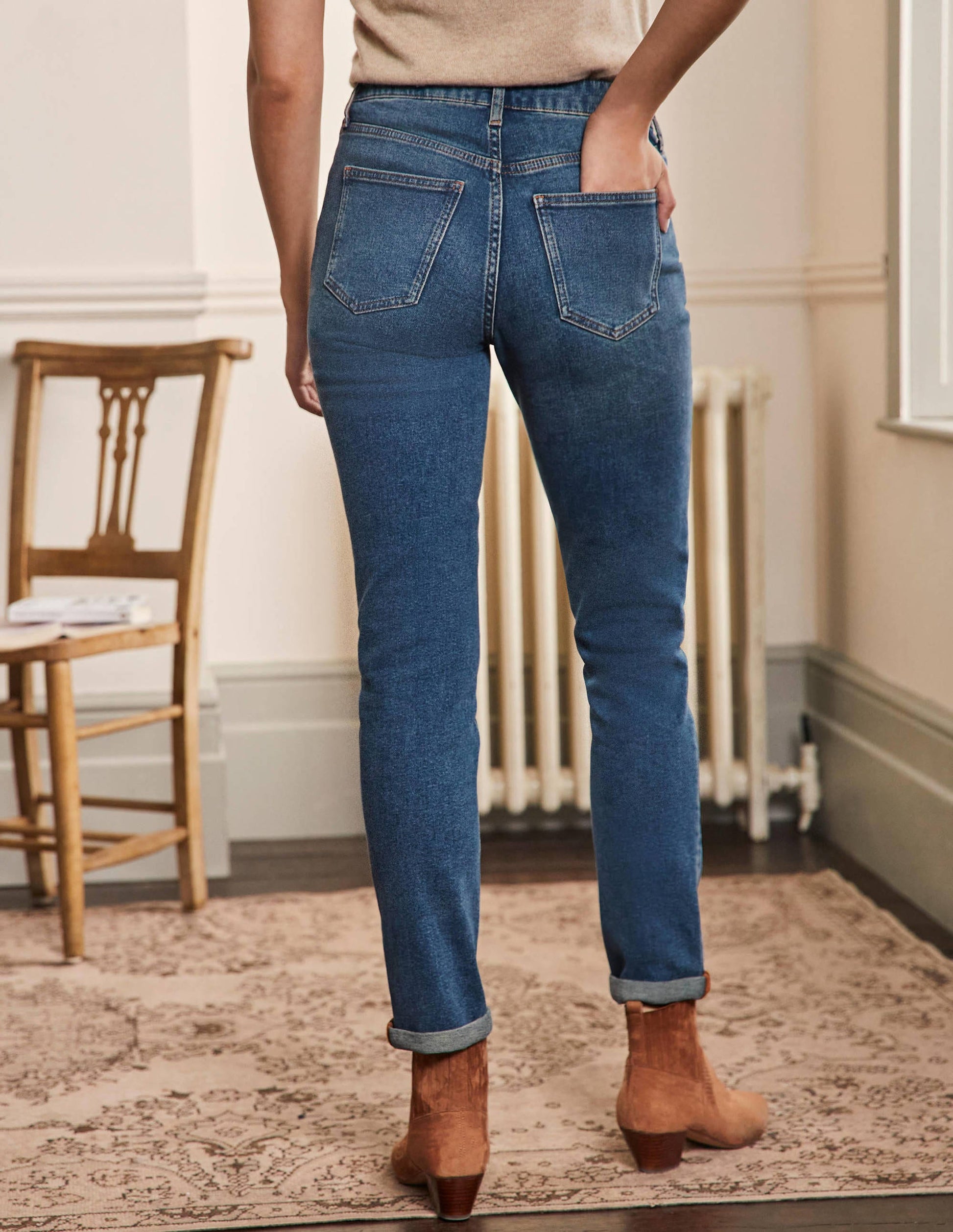Jean girlfriend-Teinture verte vintage moyen-3
