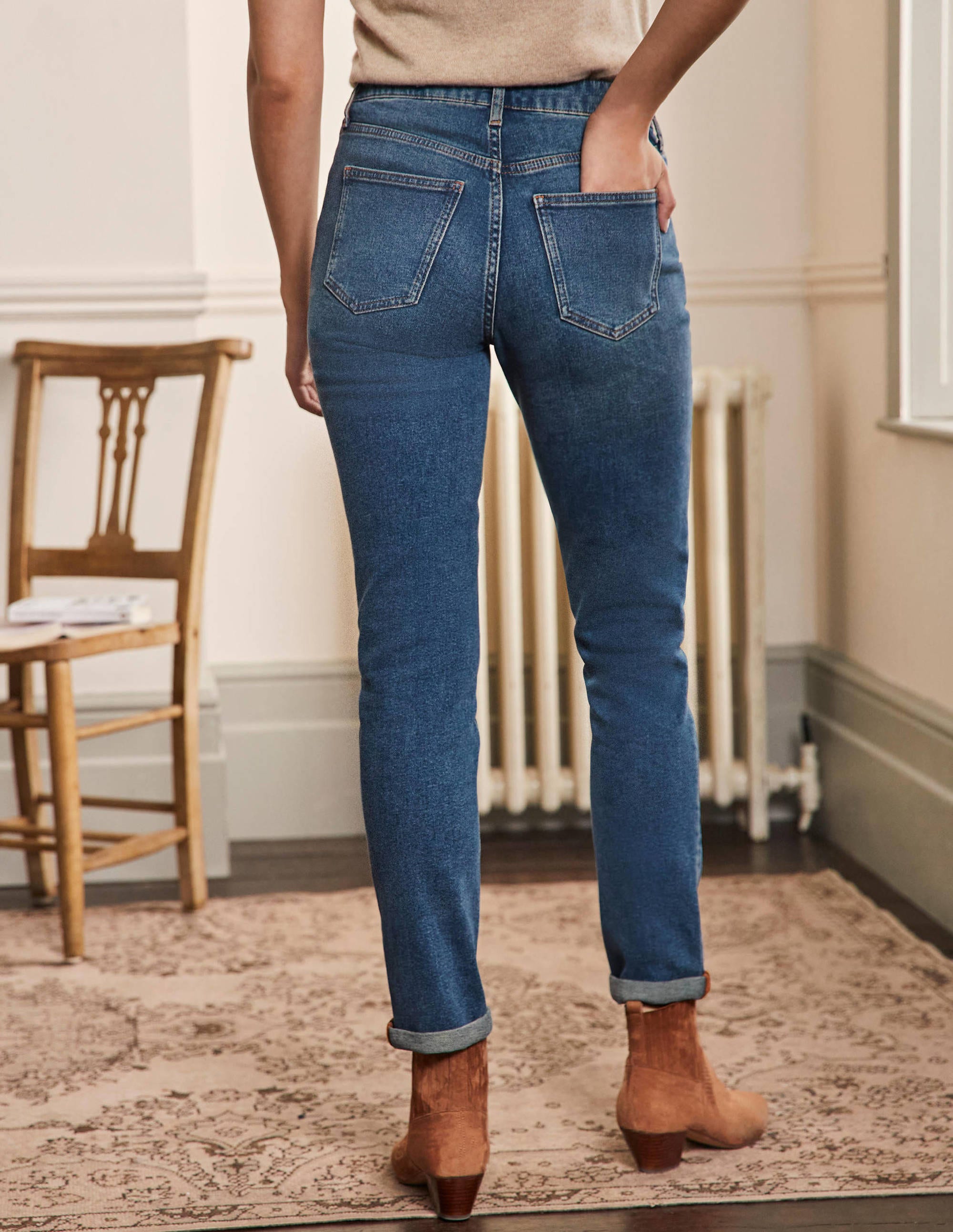 Jean girlfriend-Teinture verte vintage moyen - Image 3