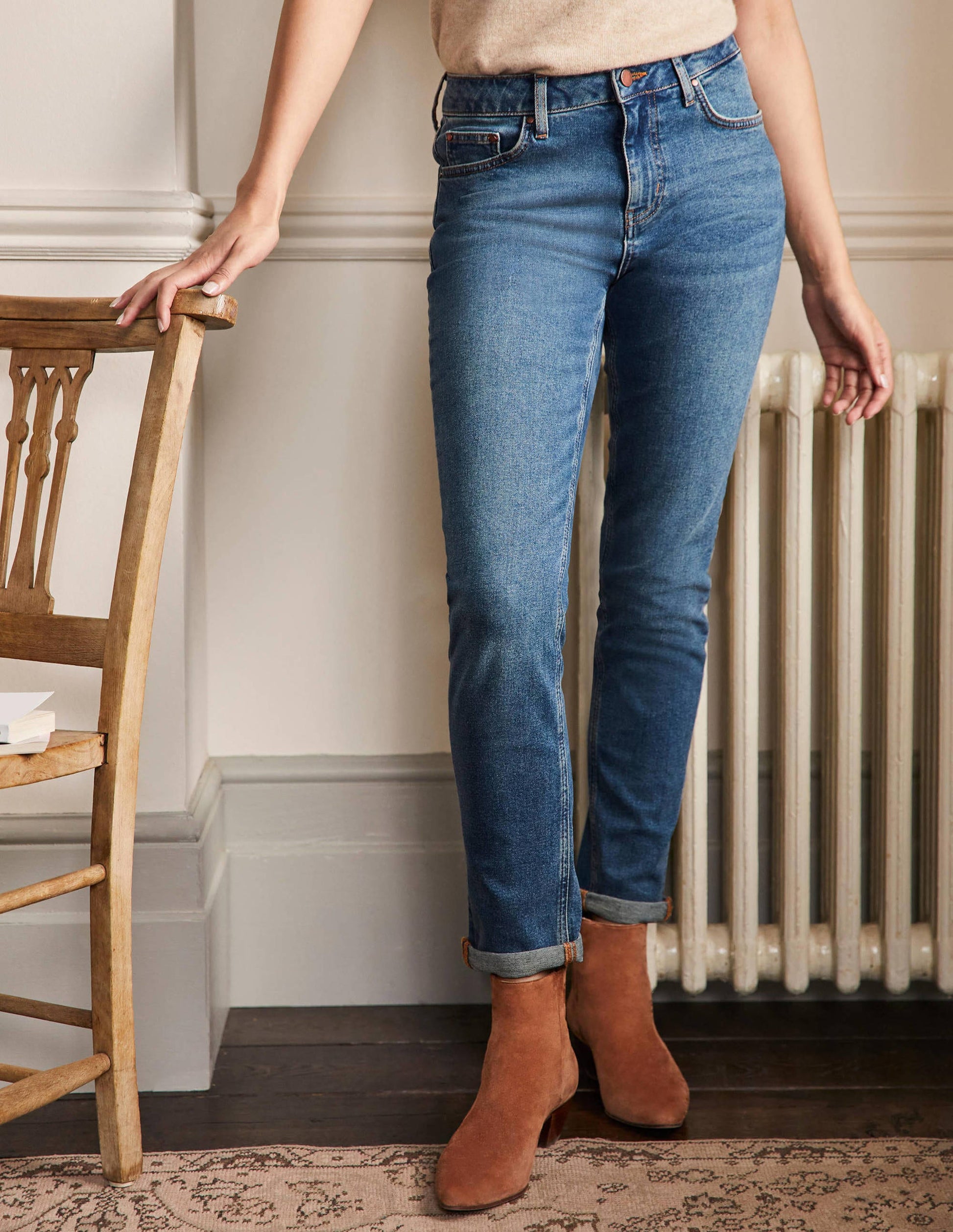 Jean girlfriend-Teinture verte vintage moyen-4