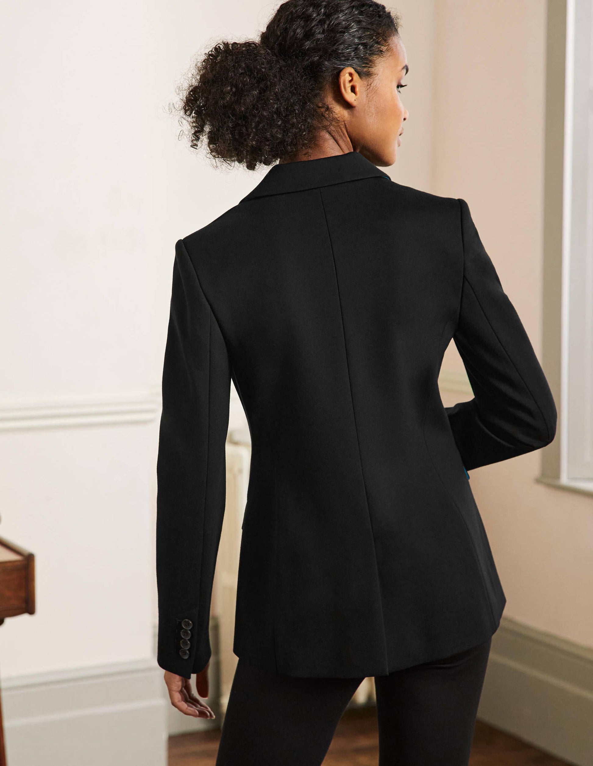 Blazer stretch en point de Rome-Noir-3