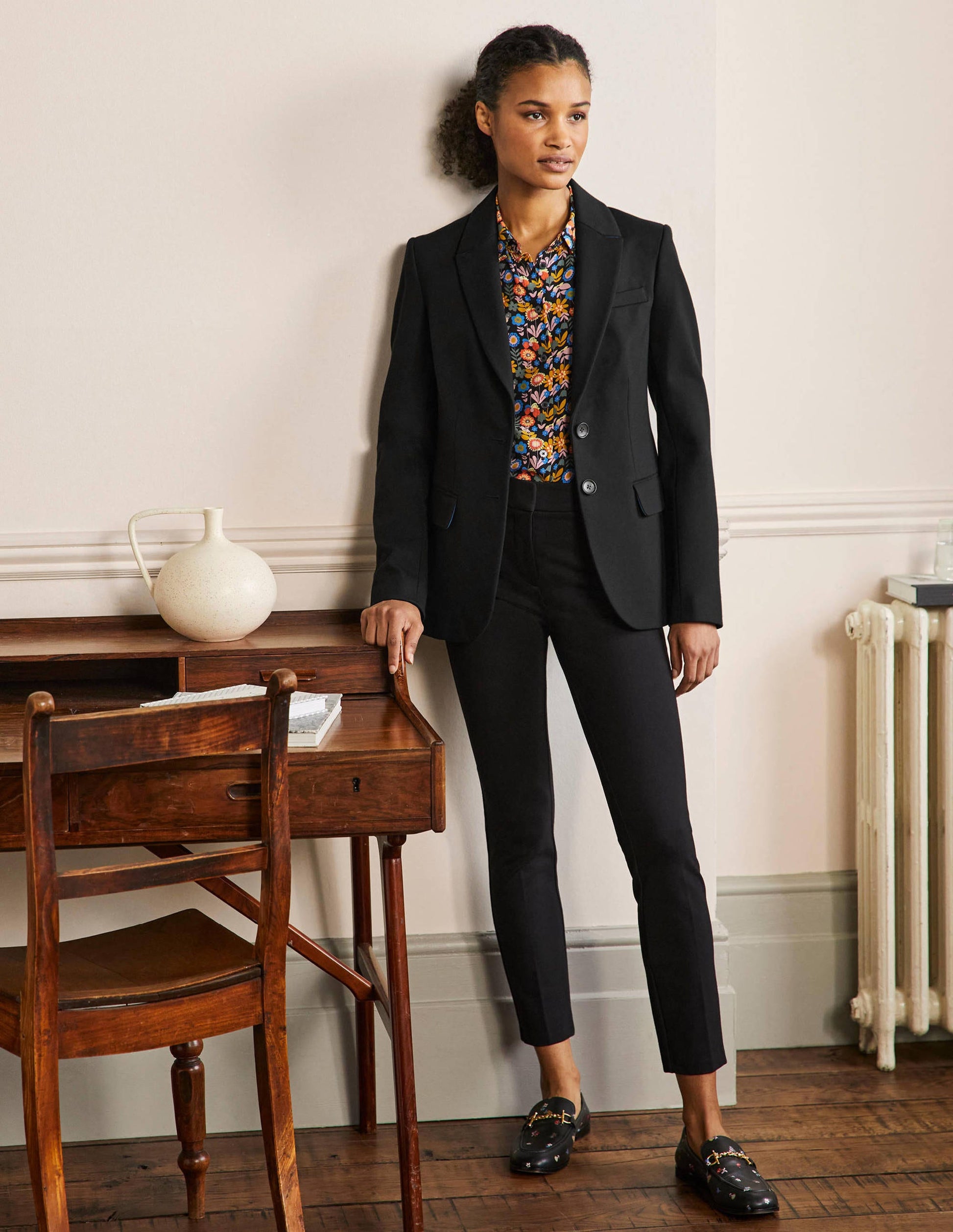 Blazer stretch en point de Rome-Noir-5