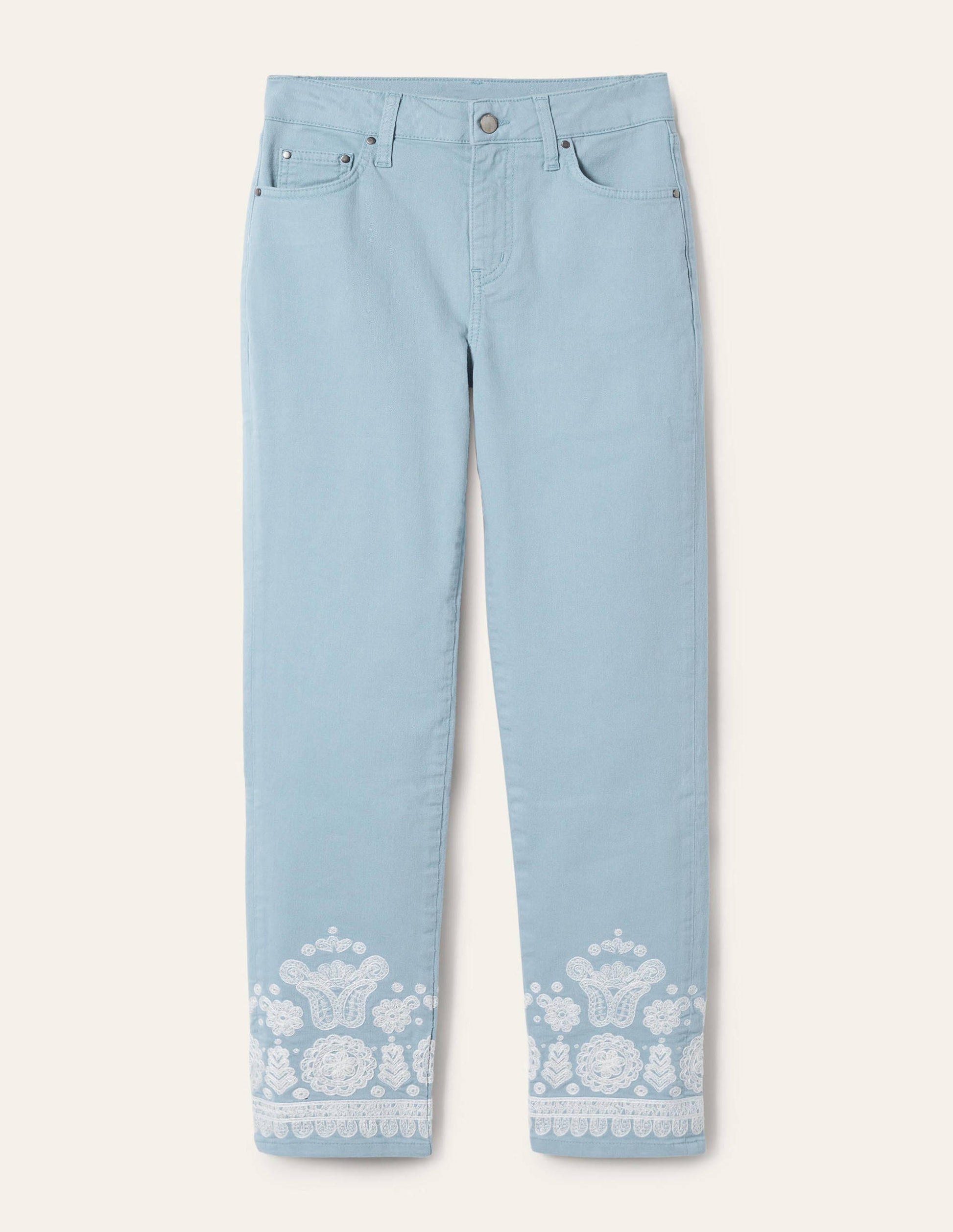 Schmale 7/8-Hose mit geradem Schnitt-Graublau, Stickerei-6