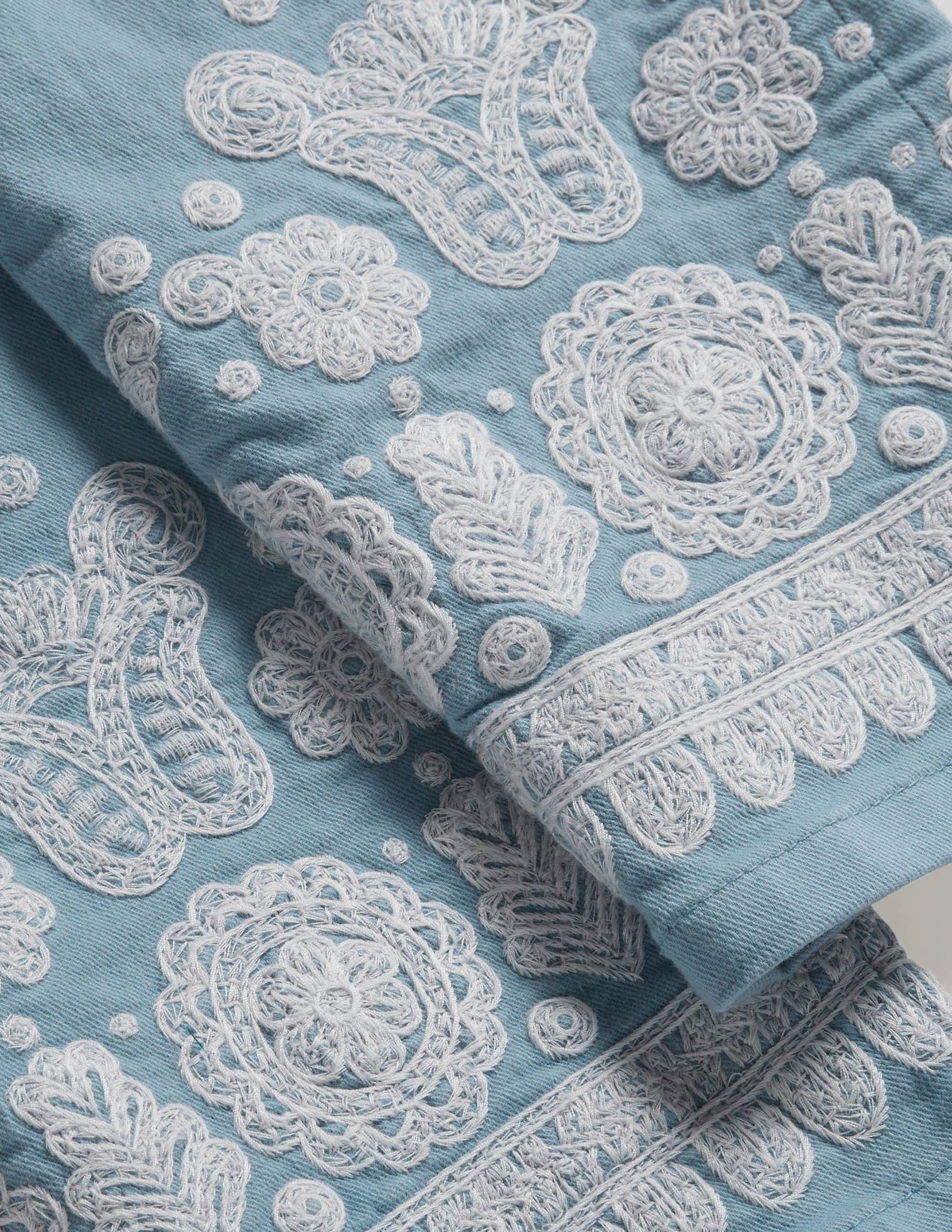 Schmale 7/8-Hose mit geradem Schnitt-Graublau, Stickerei-7