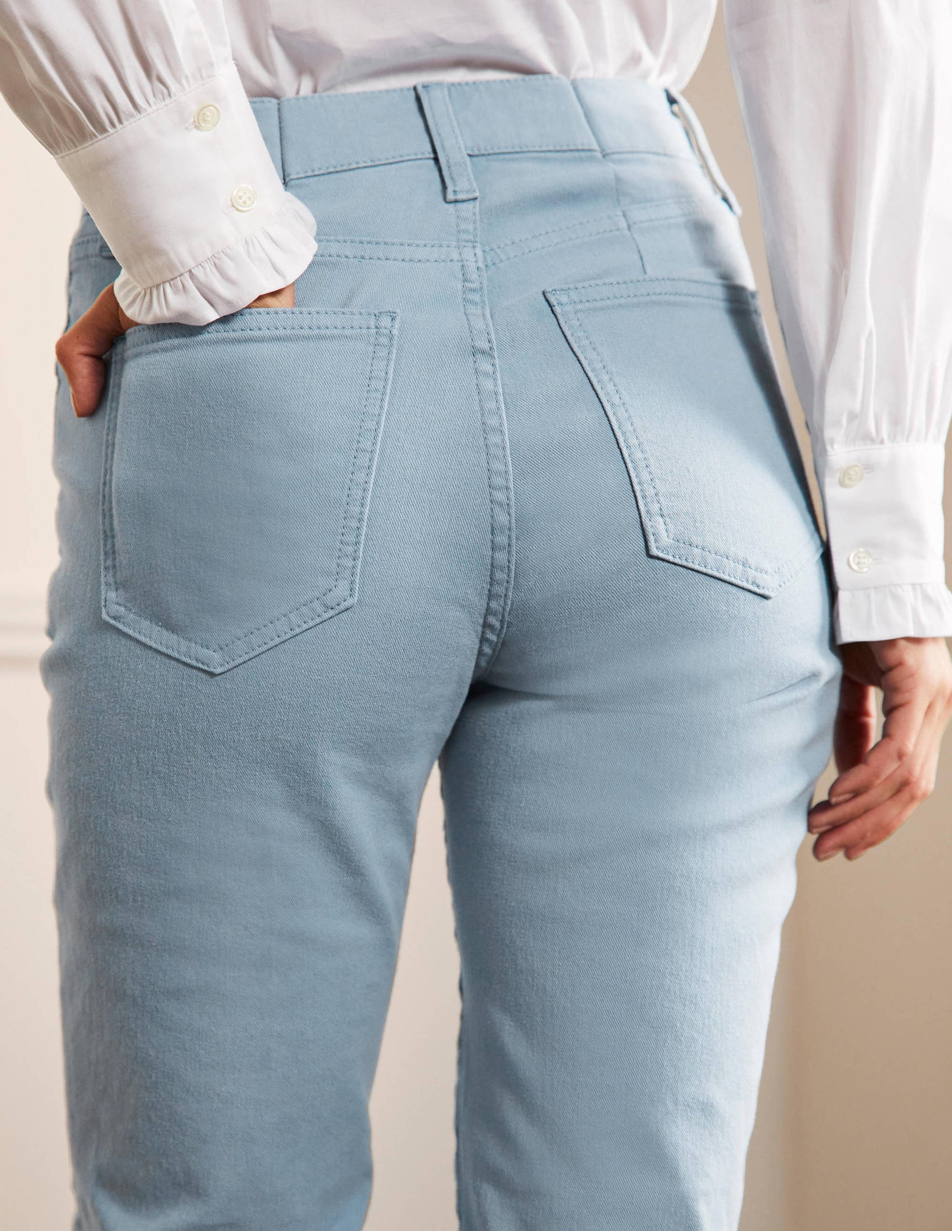 Schmale 7/8-Hose mit geradem Schnitt-Graublau, Stickerei-3
