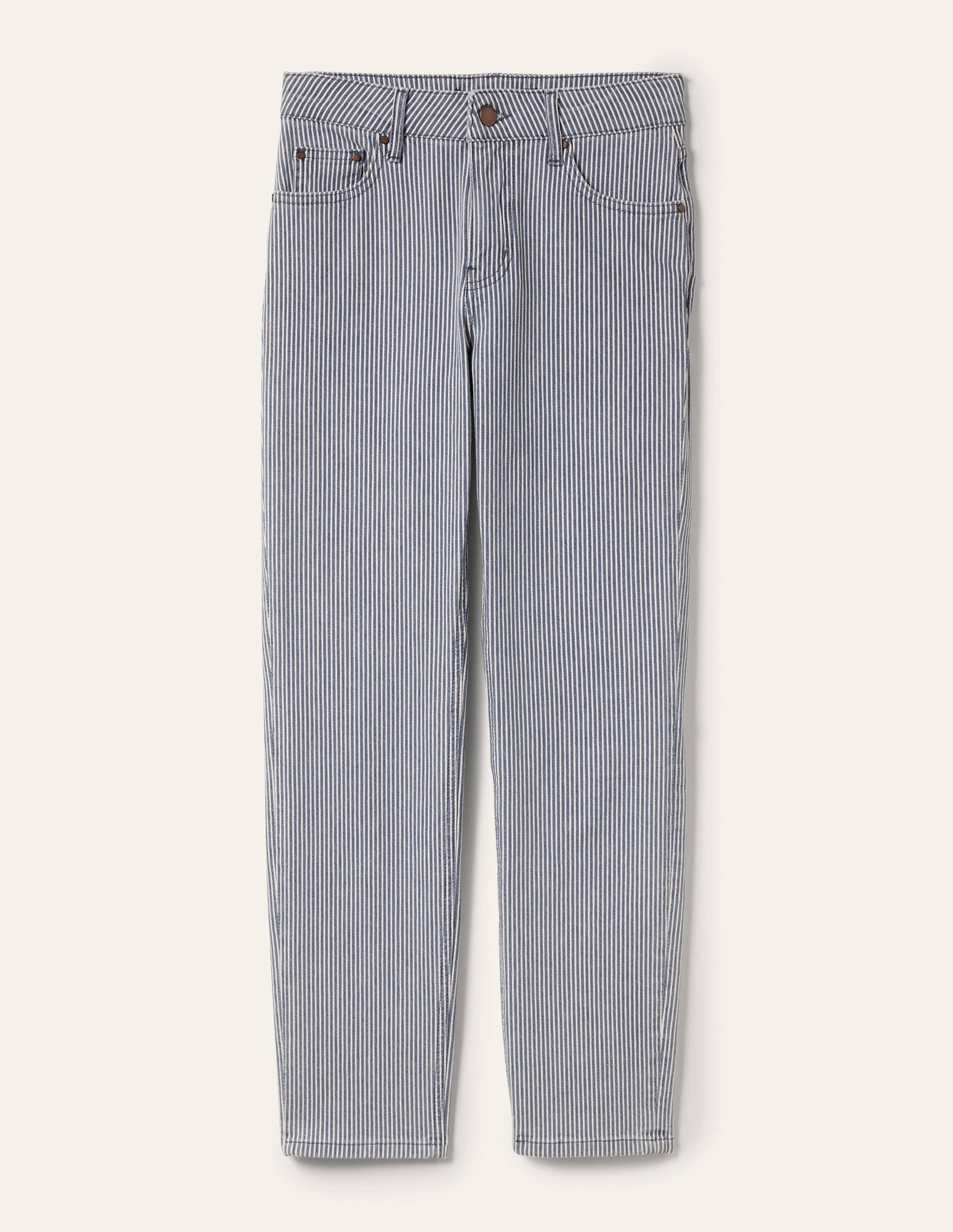 Schmale 7/8-Hose mit geradem Schnitt-Naturweiß/Navy, Feine Streifen - Image 6