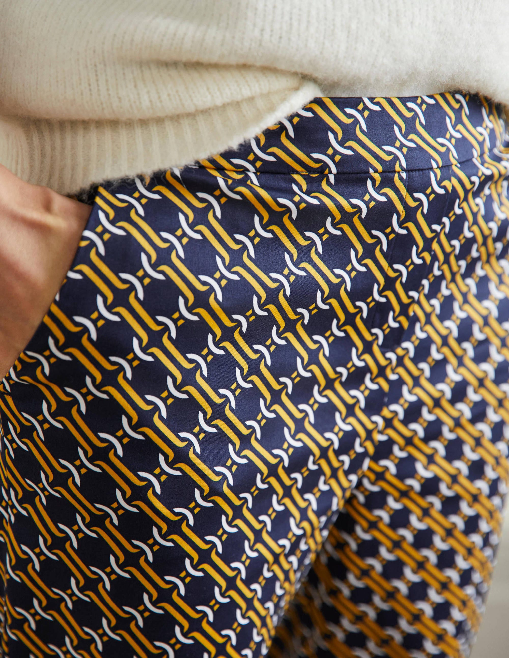 Pantalon à enfiler-Bleu marine, motif géométrique chaîne - Image 2