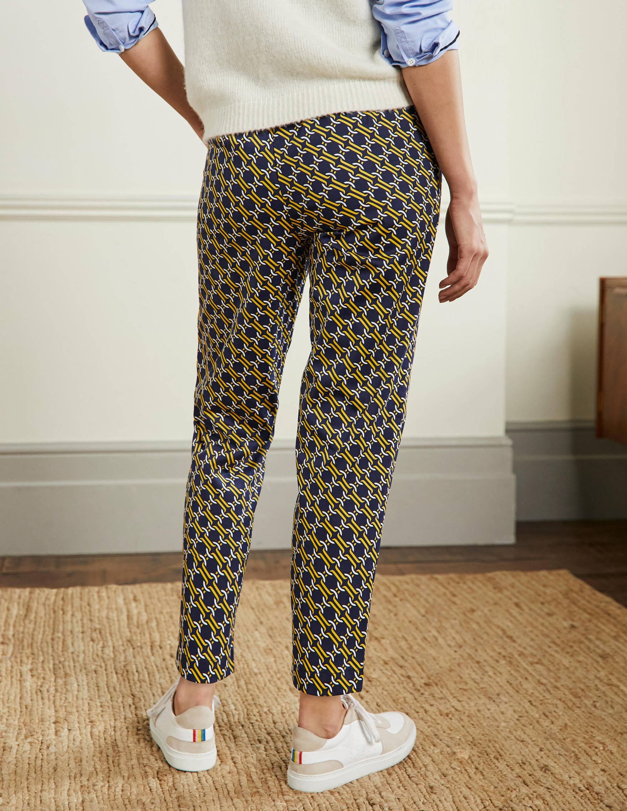 Pantalon à enfiler-Bleu marine, motif géométrique chaîne - Image 3