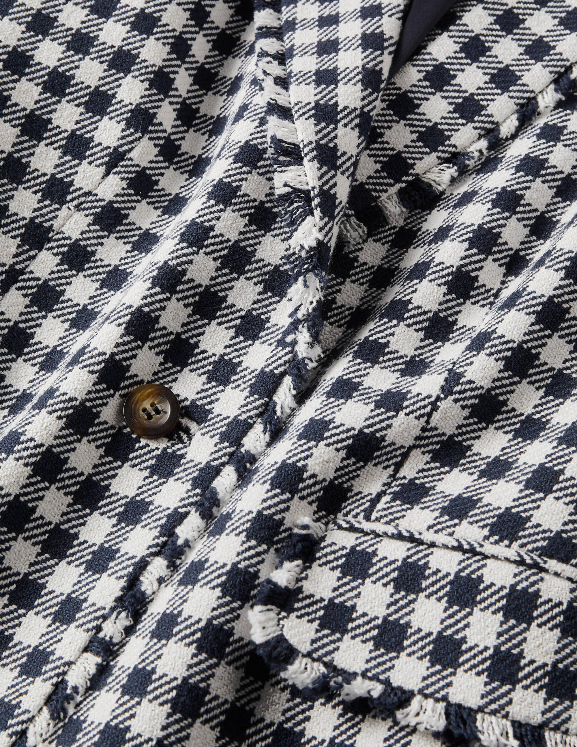 Hever Cotton Twill Blazer-French Navy Gingham - Image 6