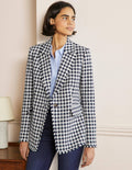 Hever Cotton Twill Blazer-French Navy Gingham