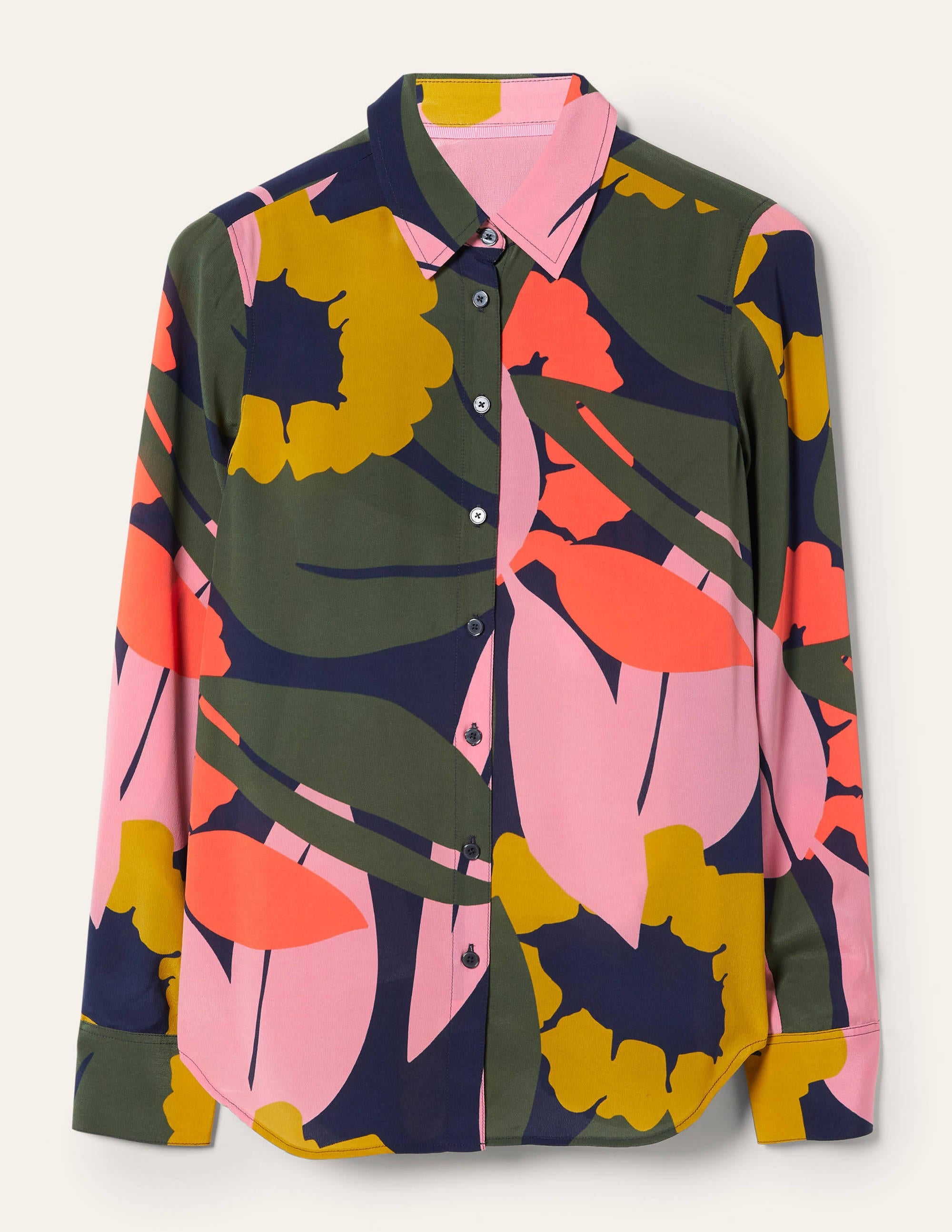 Seidenhemd-Französisches Navy, Abstrakte Blumen - Image 6