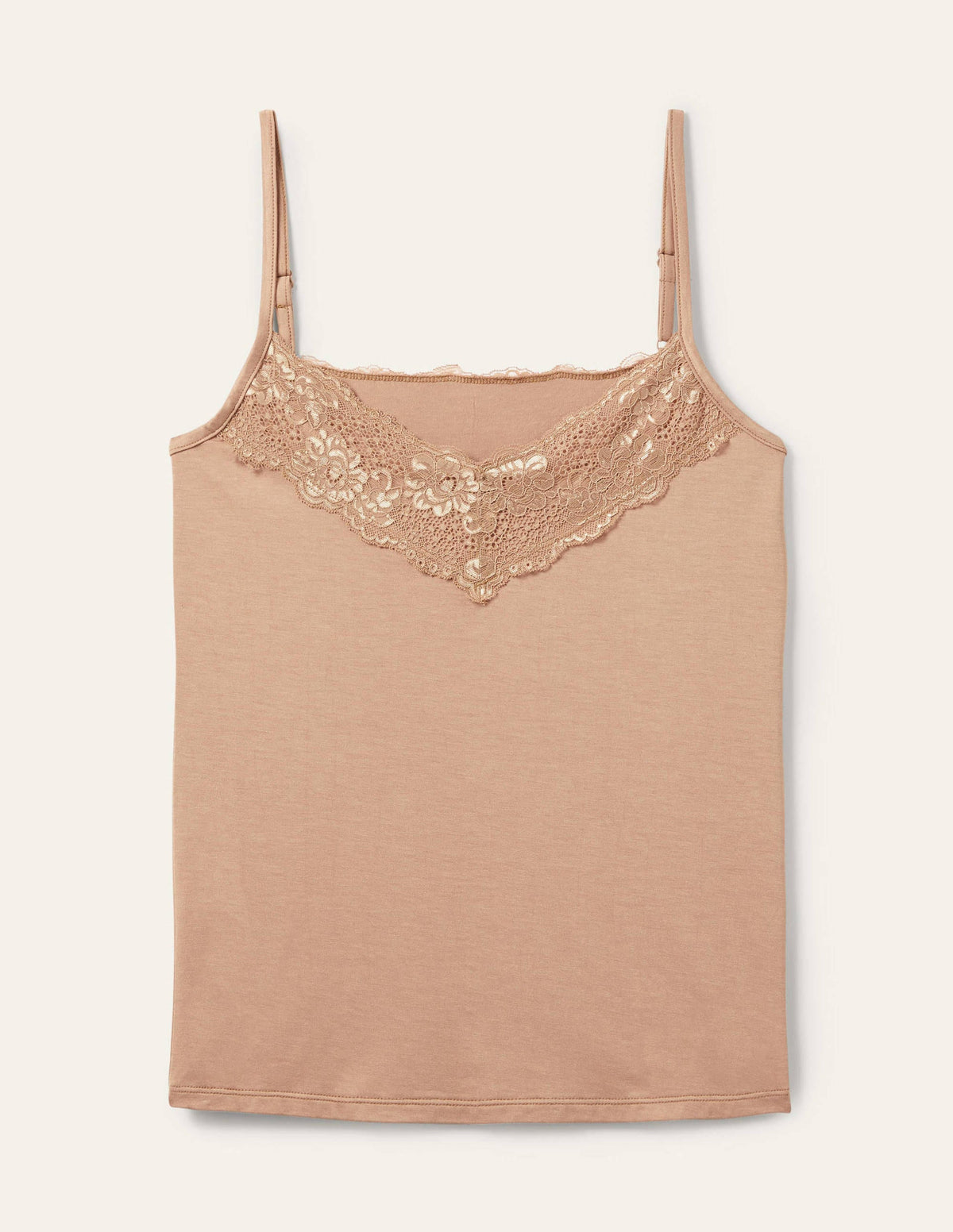 Trägerhemd mit Spitze-Mittleres Beige - Image 6