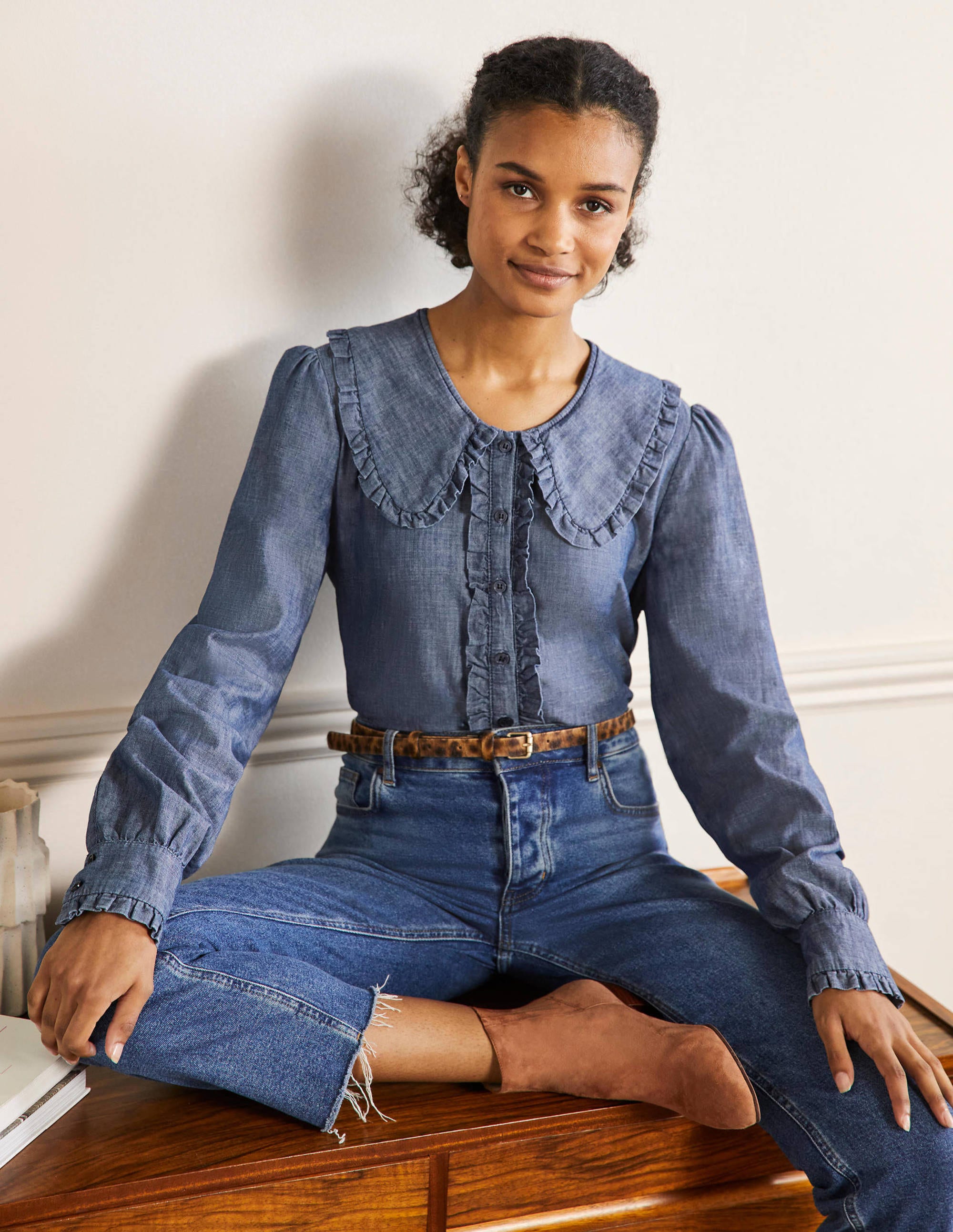 Hemd mit Statement-Kragen-Denim - Image 1