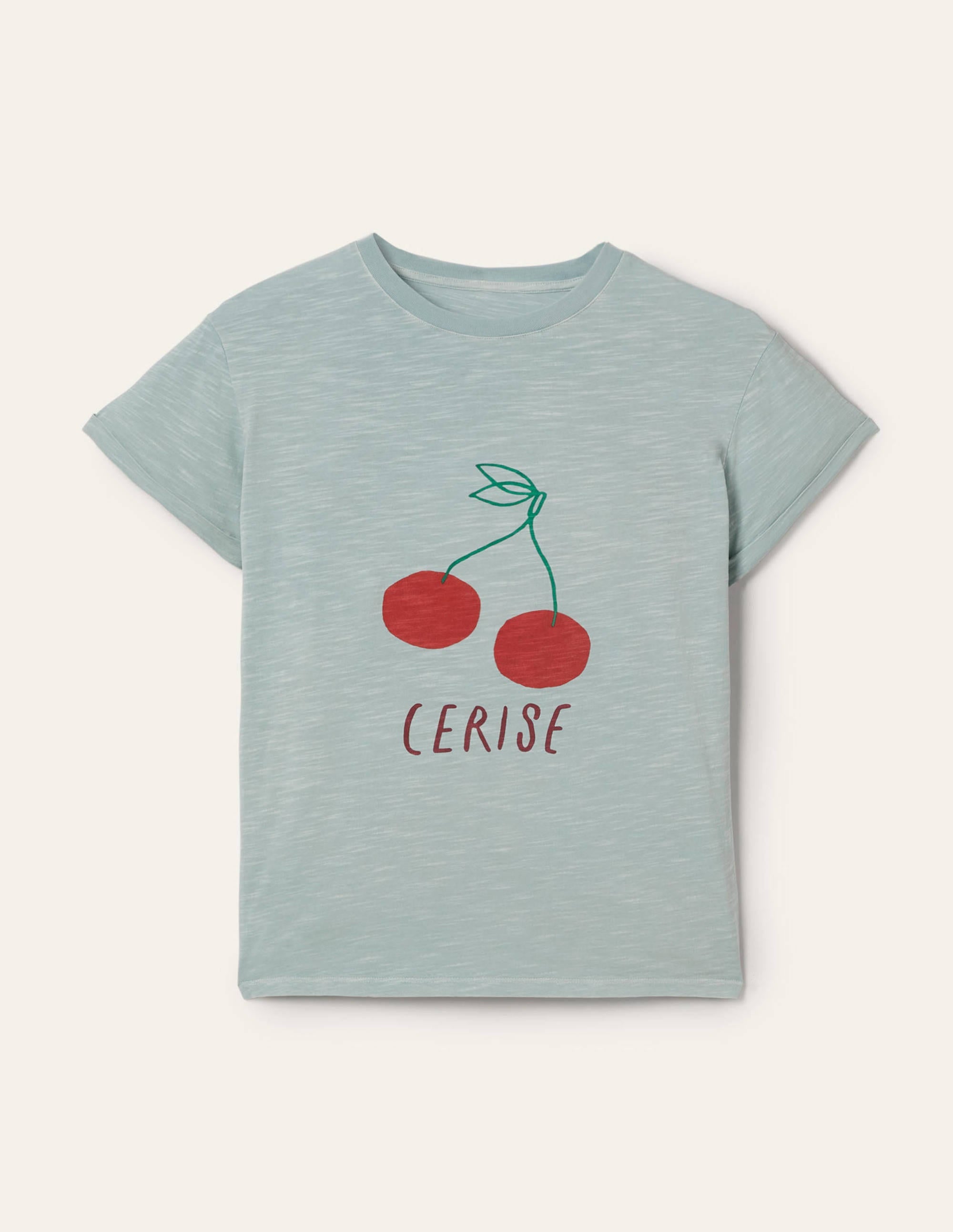T-shirt avec revers aux manches-Ciel matinal, cerise - Image 5