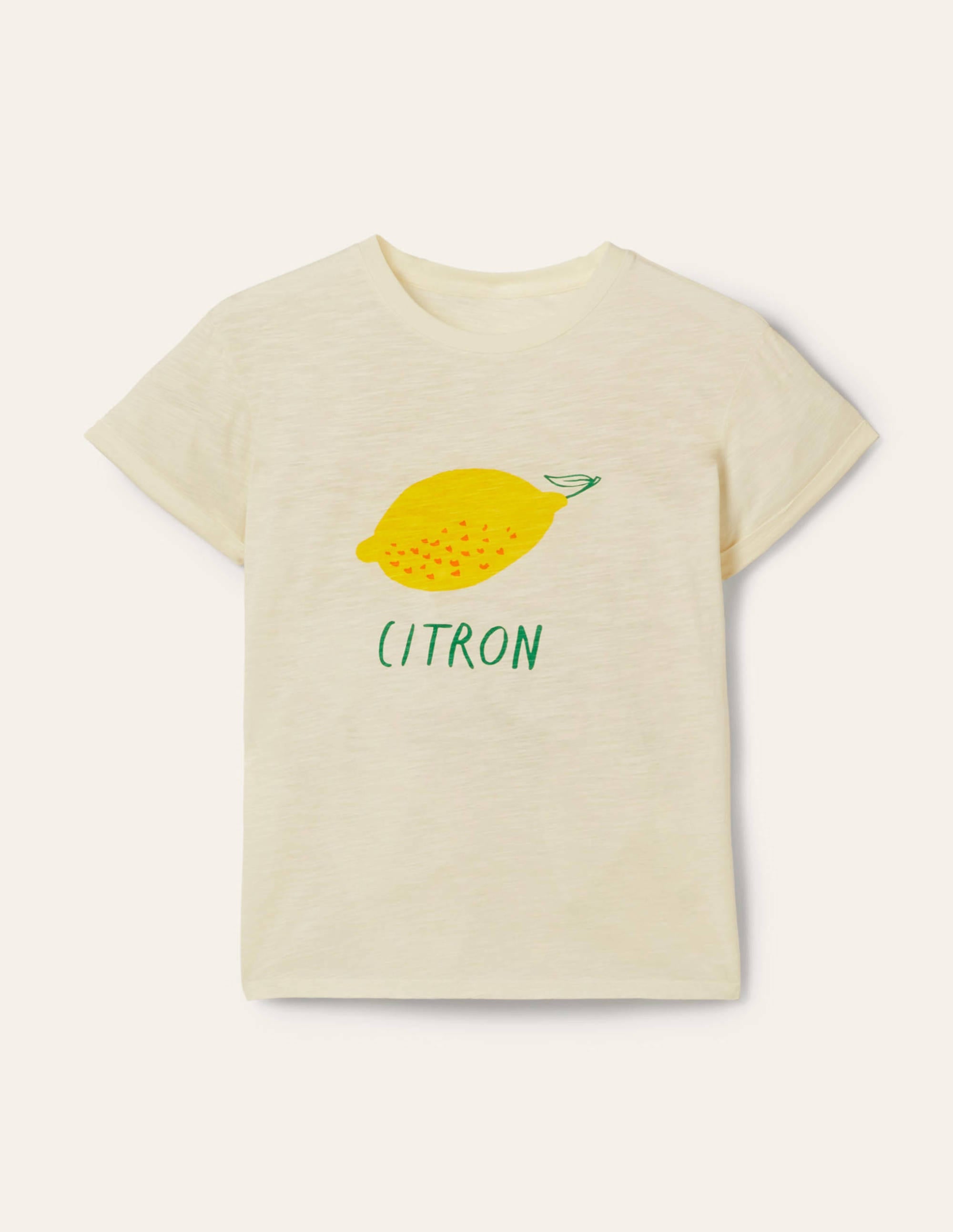 T-shirt avec revers aux manches-Ivoire, citron - Image 5