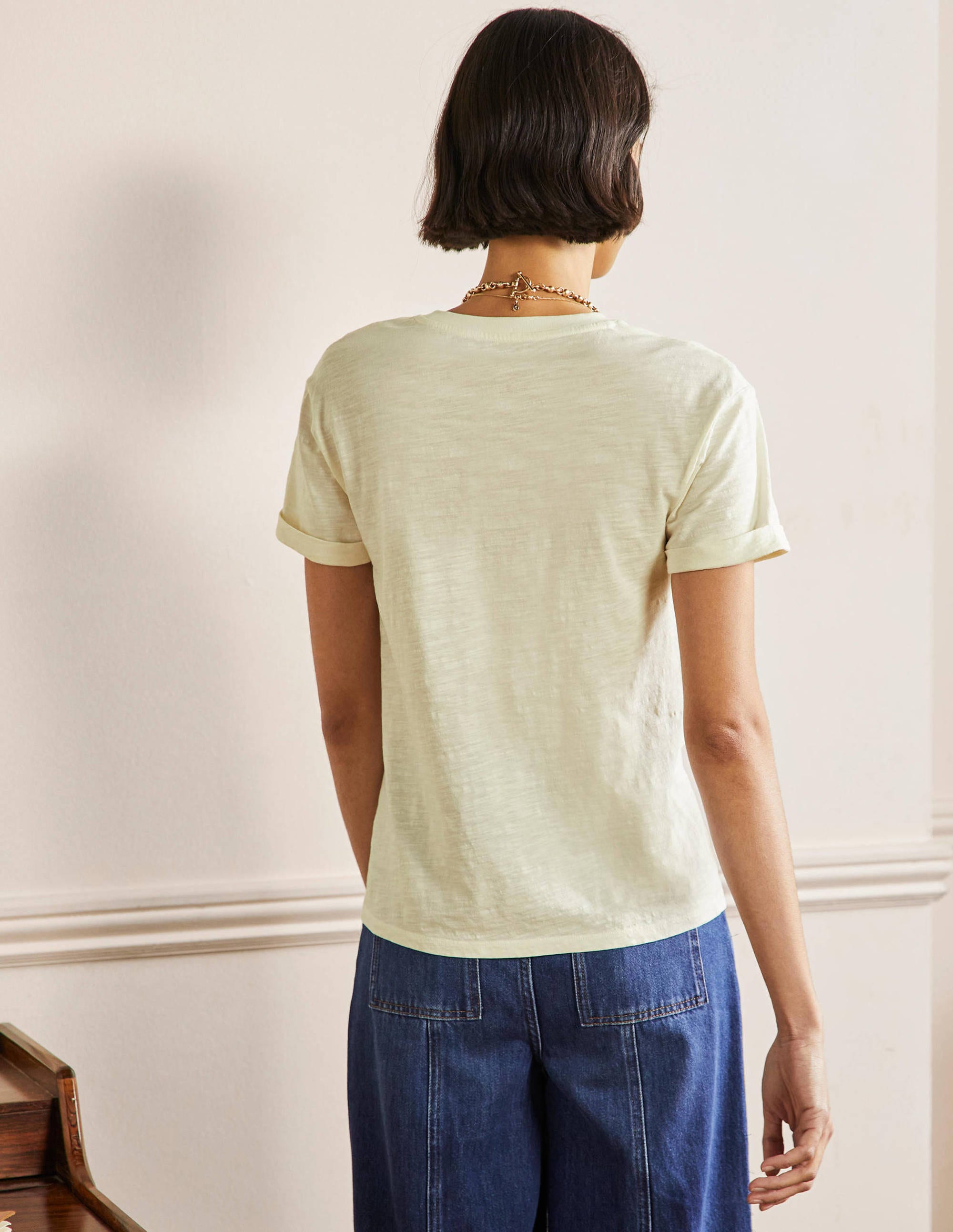 T-shirt avec revers aux manches-Ivoire, citron - Image 3