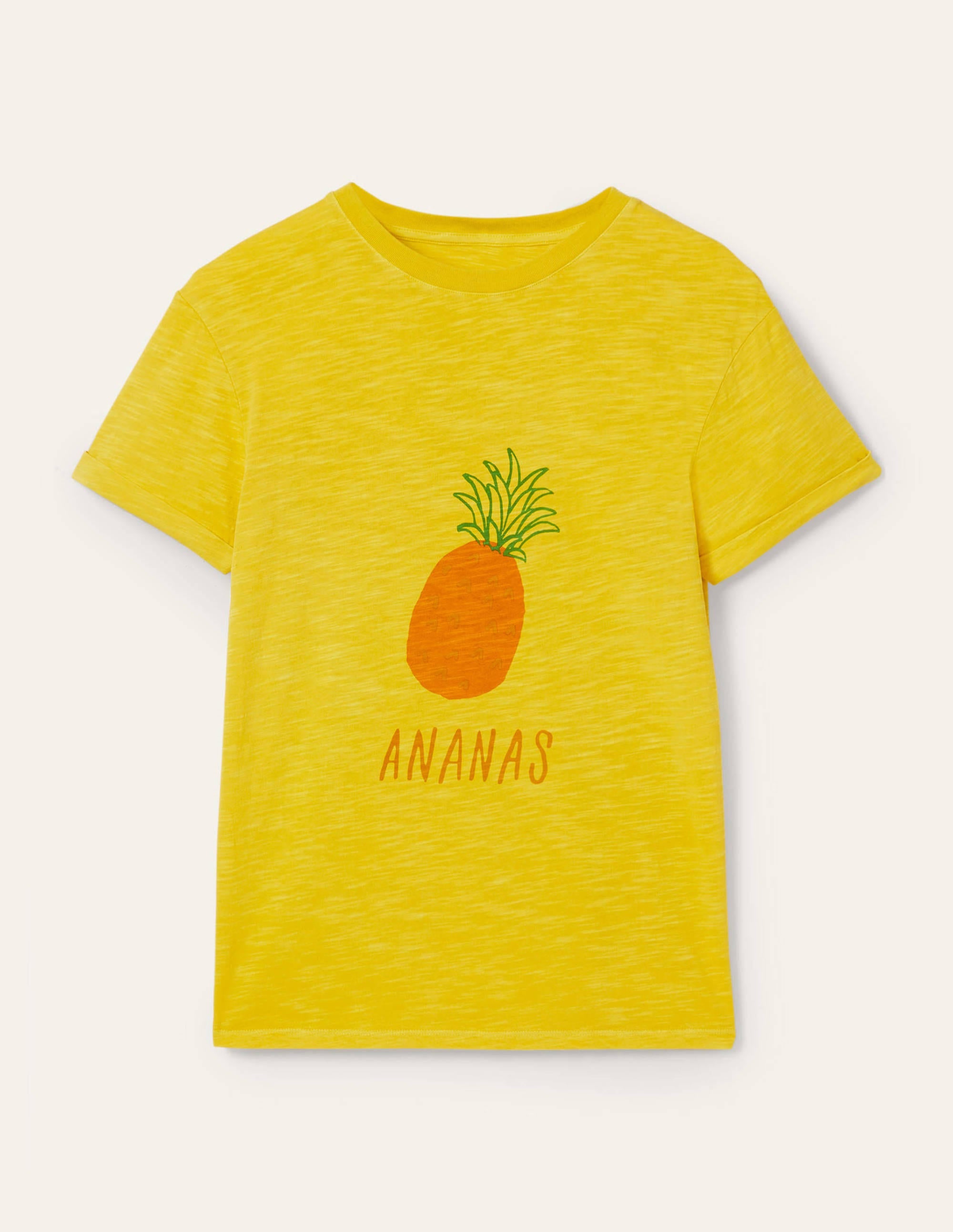 T-shirt avec revers aux manches-Citron clair, ananas - Image 5
