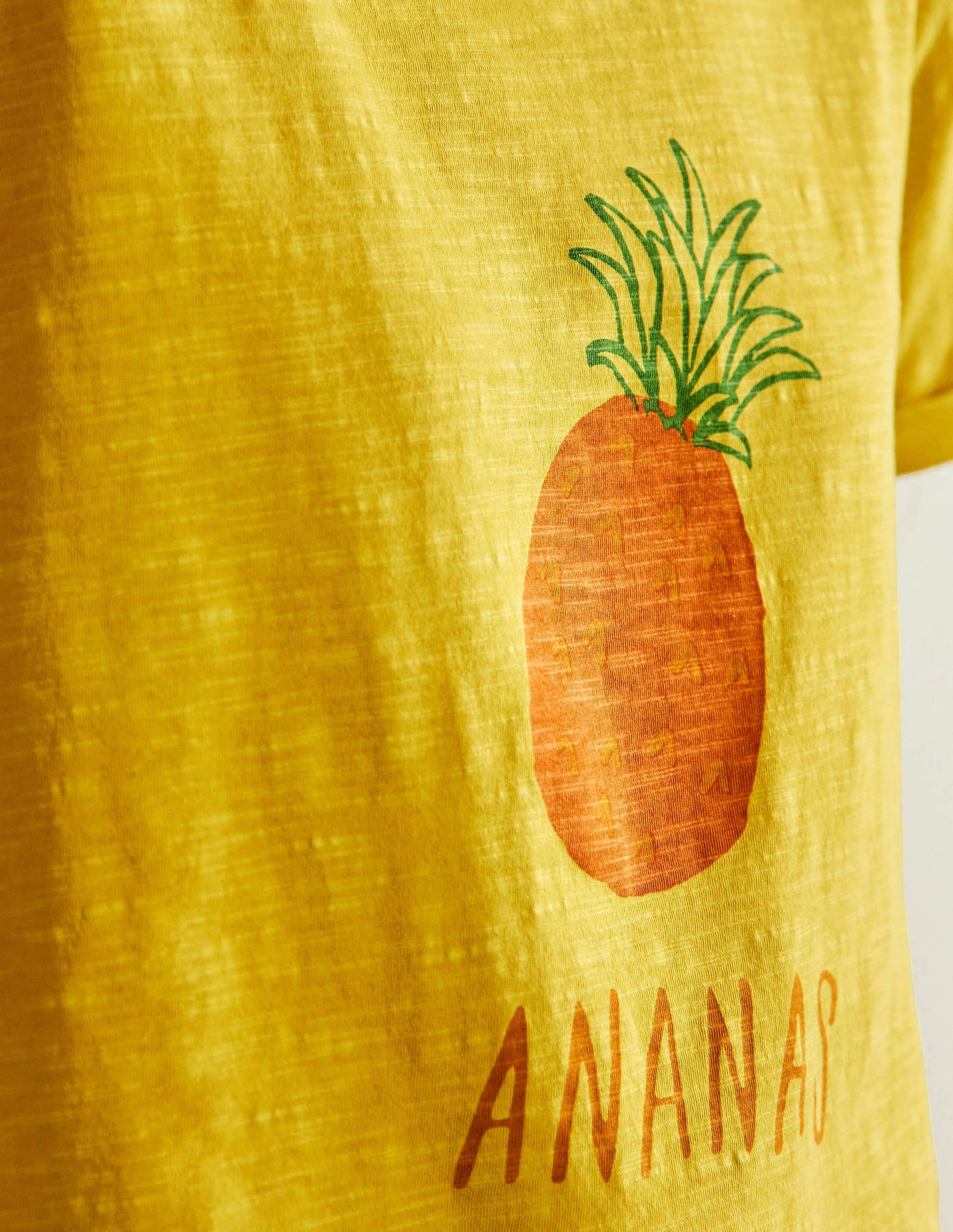 Turn Up Cuff Cotton T-shirt-Pale Lemon, Pineapple-2