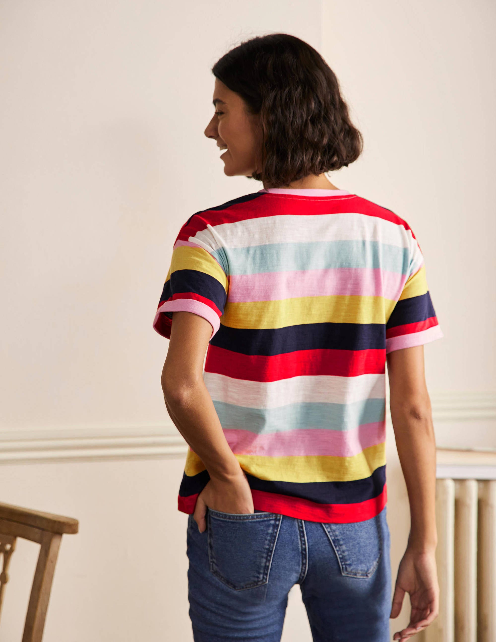 T-shirt avec revers aux manches-Fleur printanière, jonquille multi - Image 3