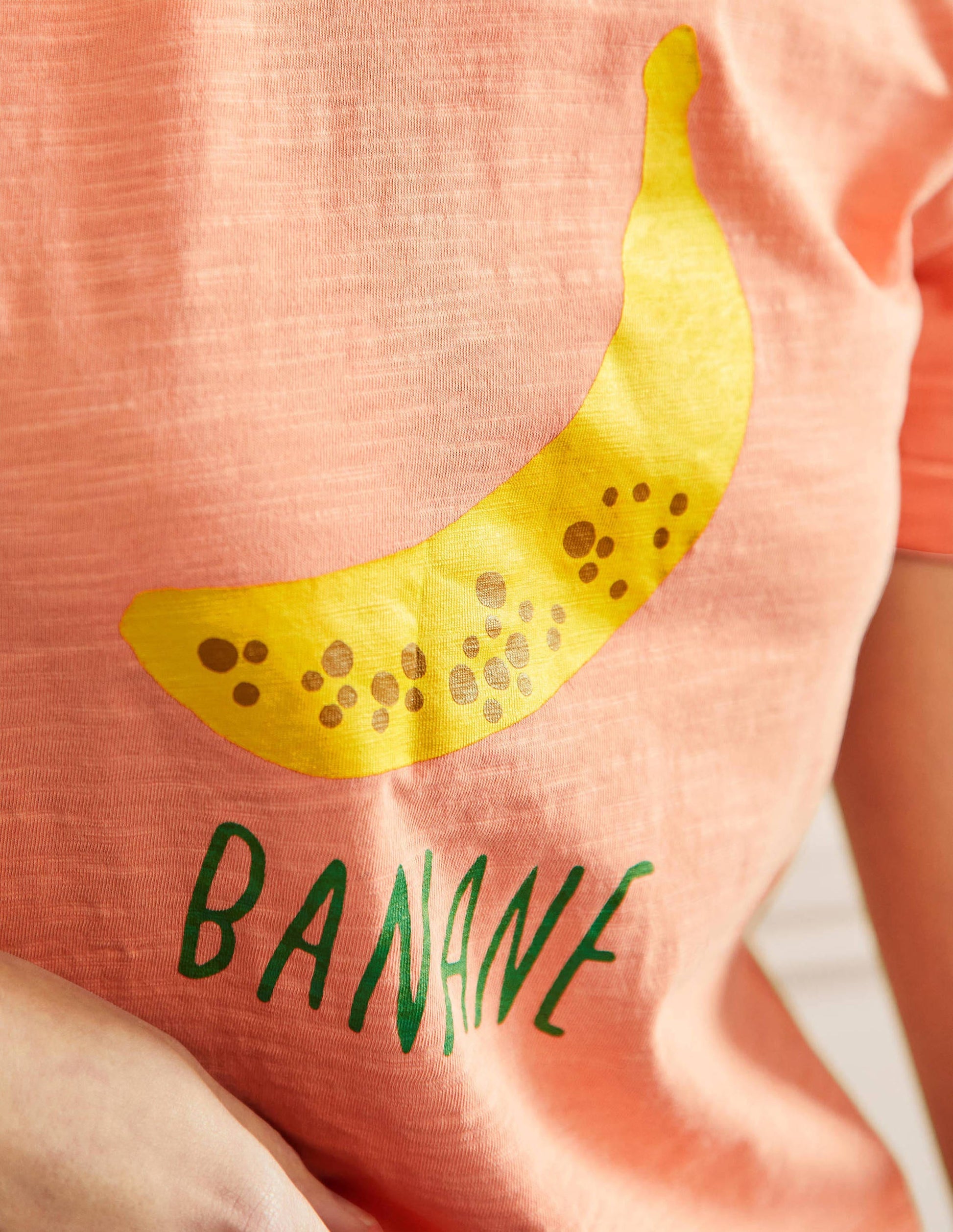 Turn Up Cuff Cotton T-shirt-Burnt Coral, Banana-2