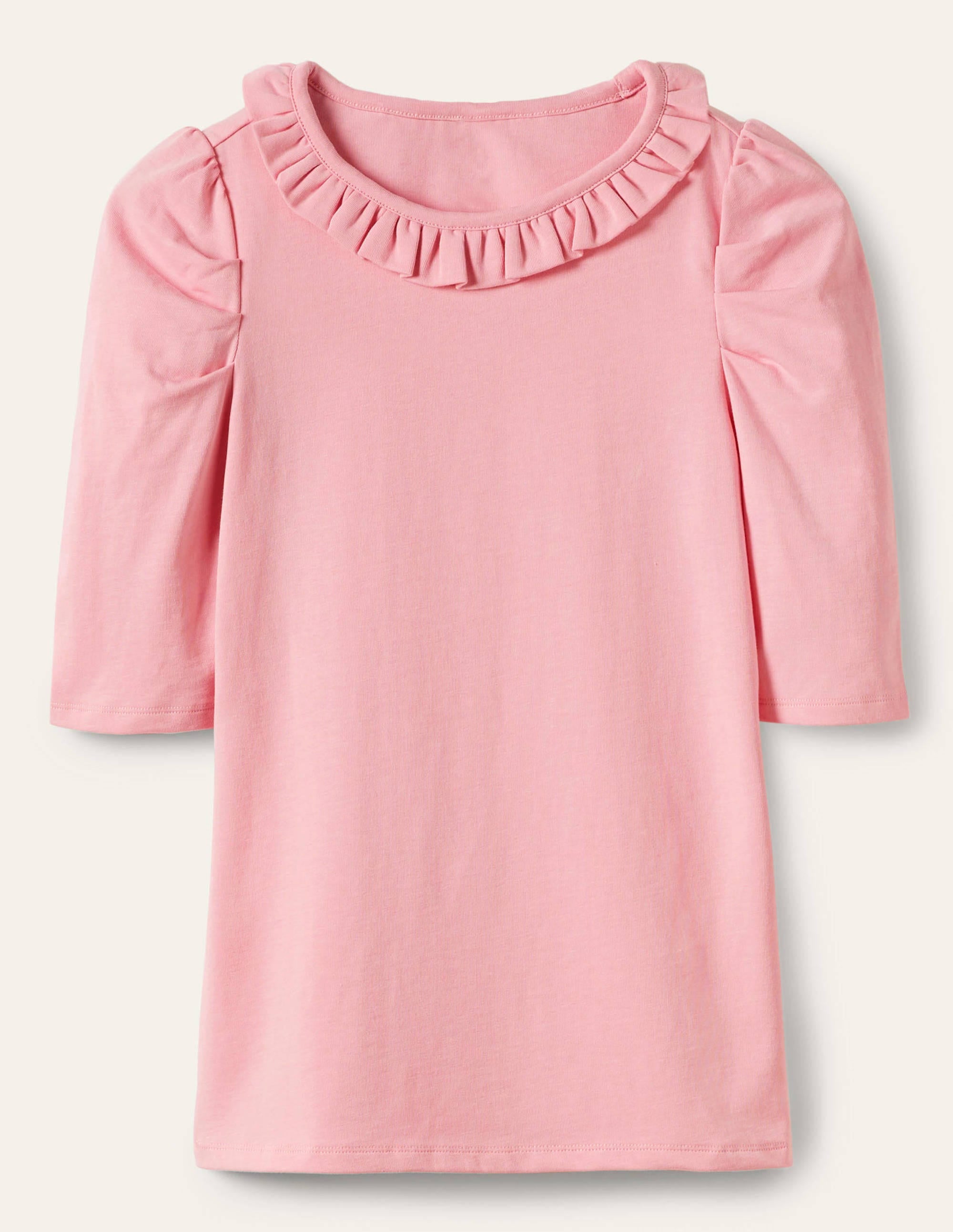 T-Shirt mit Puffärmeln und Rüschenausschnitt-Cameo-Rosa - Image 5