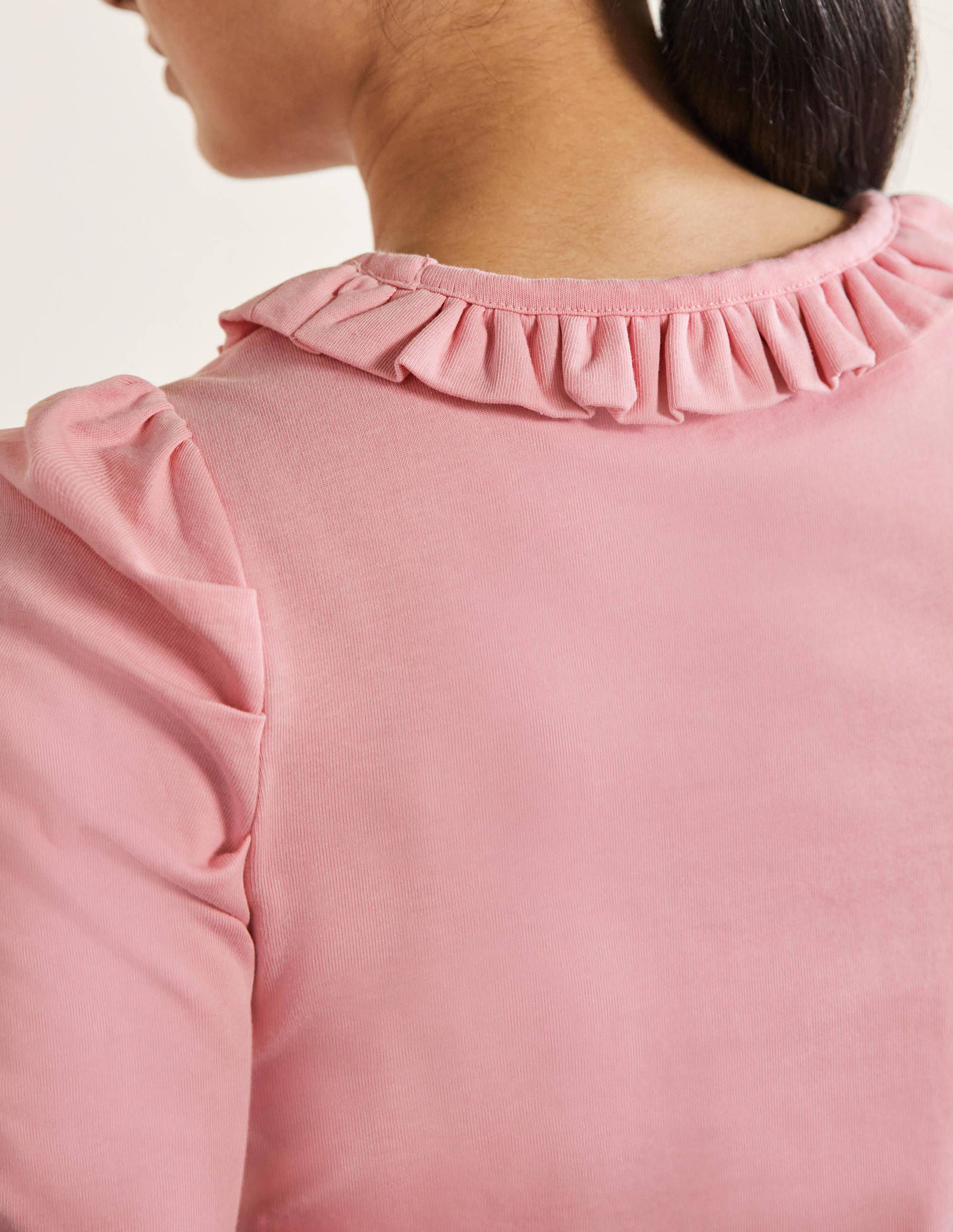 T-Shirt mit Puffärmeln und Rüschenausschnitt-Cameo-Rosa - Image 2