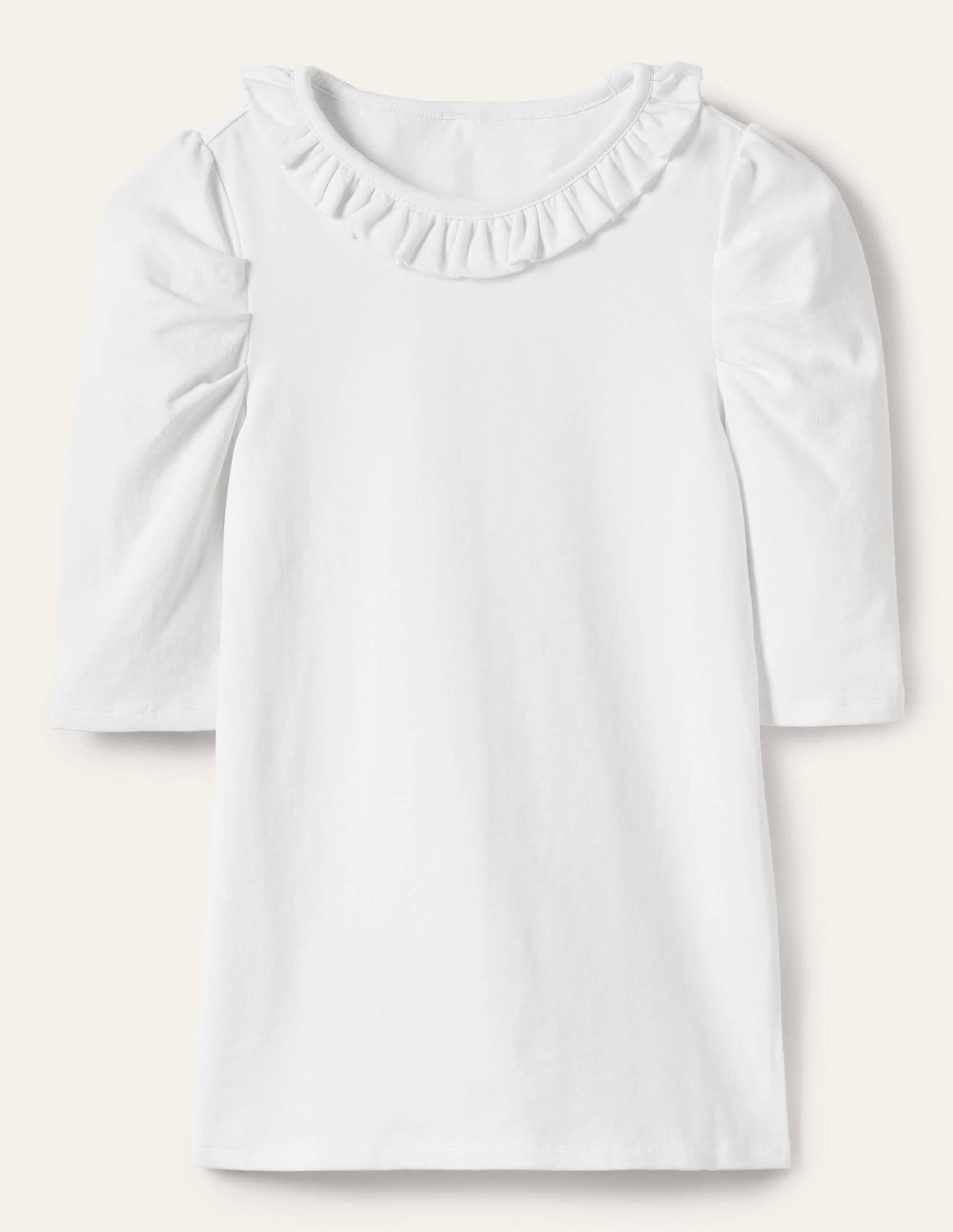 T-shirt à manches bouffantes et col volanté-Blanc - Image 5