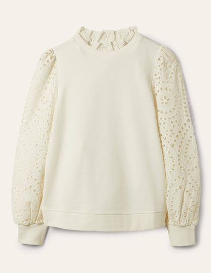 Blouson-Sweatshirt mit Lochstickerei-Naturweiß-5