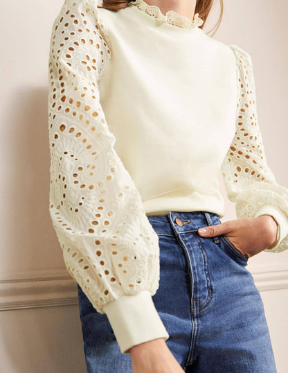 Blouson-Sweatshirt mit Lochstickerei-Naturweiß-4