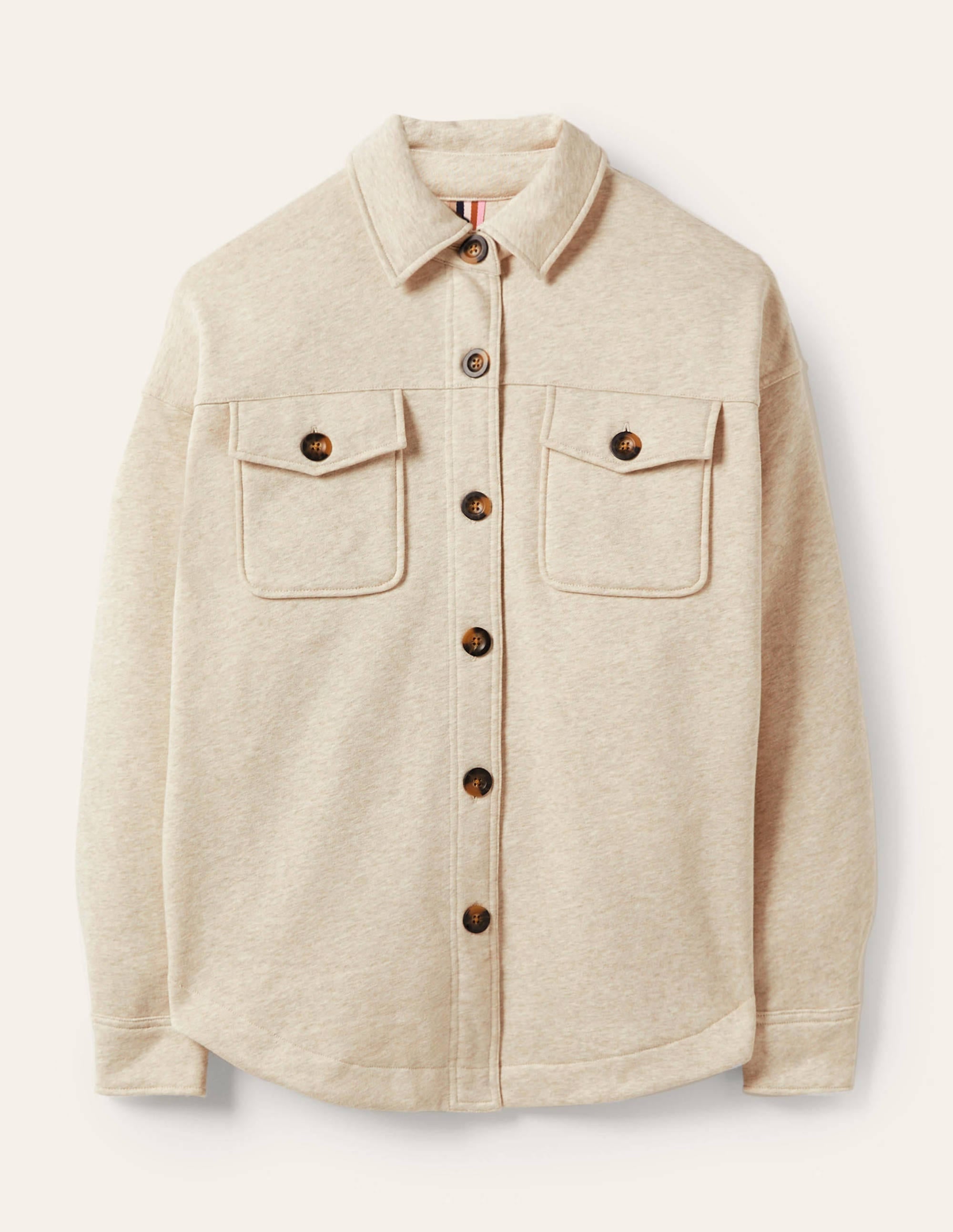 Veste-chemise en jersey-Avoine chiné - Image 5