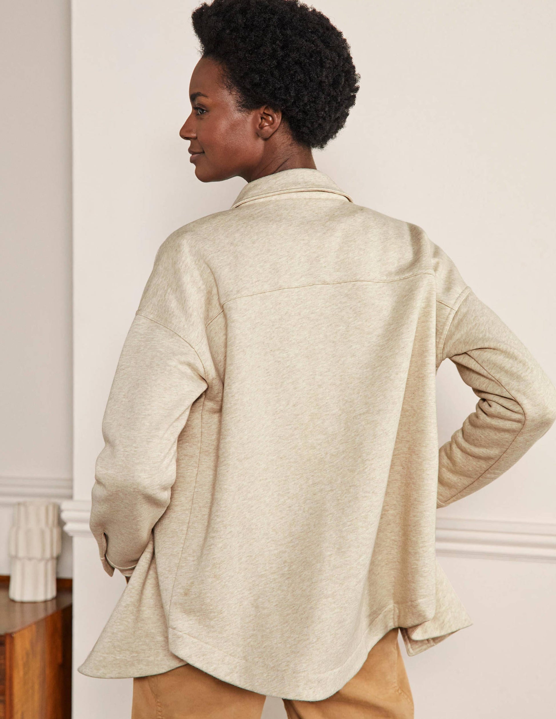 Veste-chemise en jersey-Avoine chiné-3
