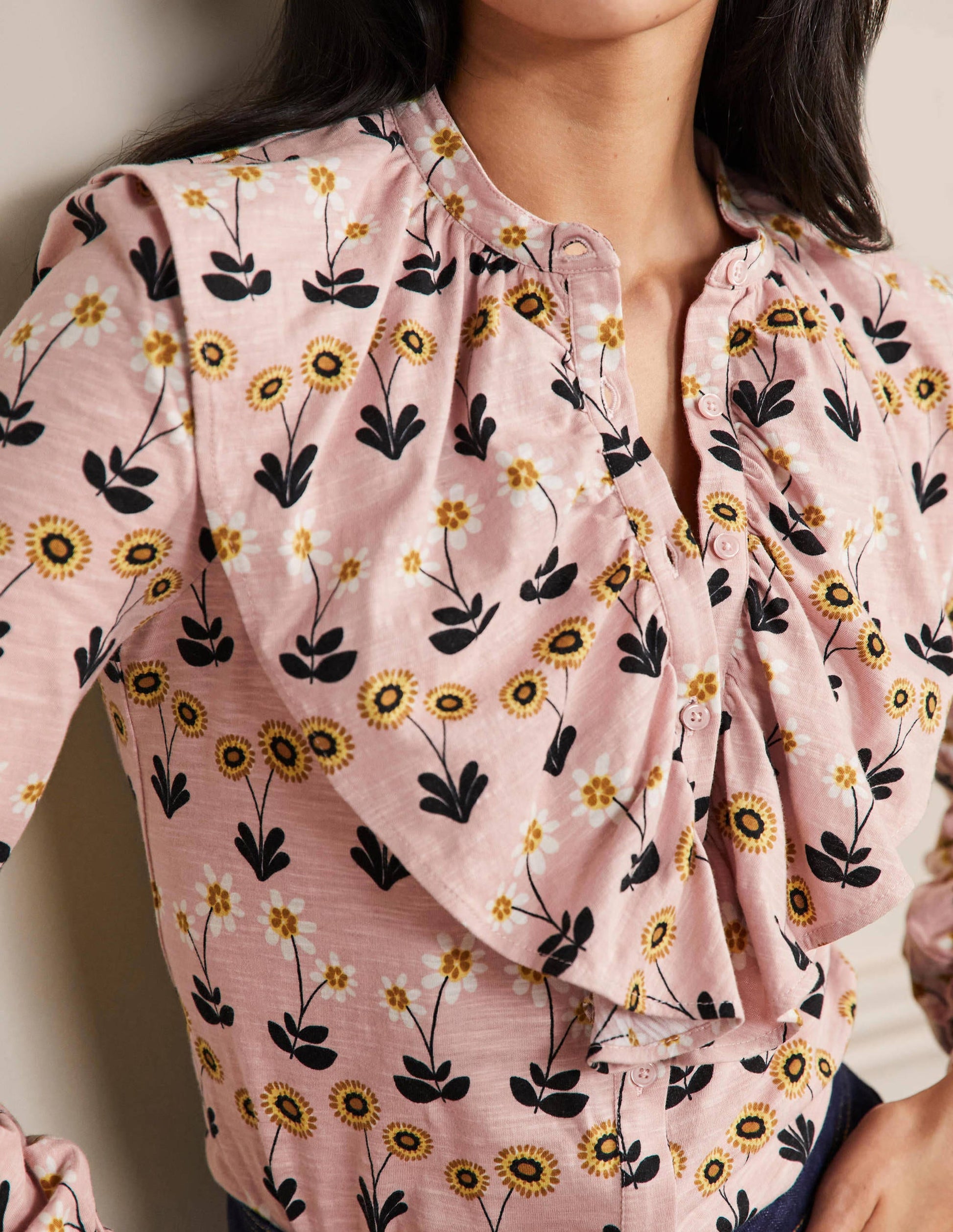 Chemise en jersey à volant-Milkshake, pâquerette délicate-2