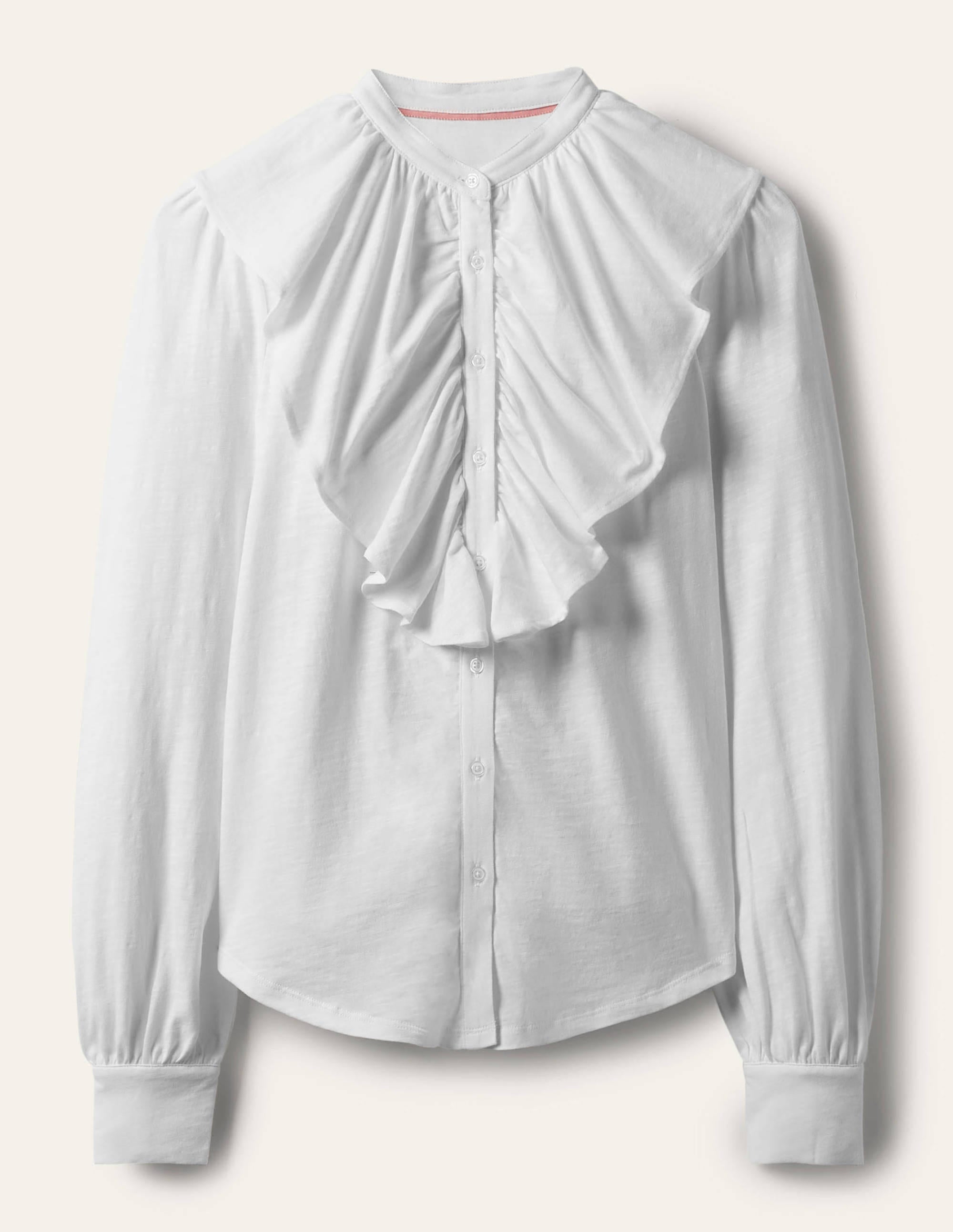 Chemise en jersey à volant-Blanc - Image 5