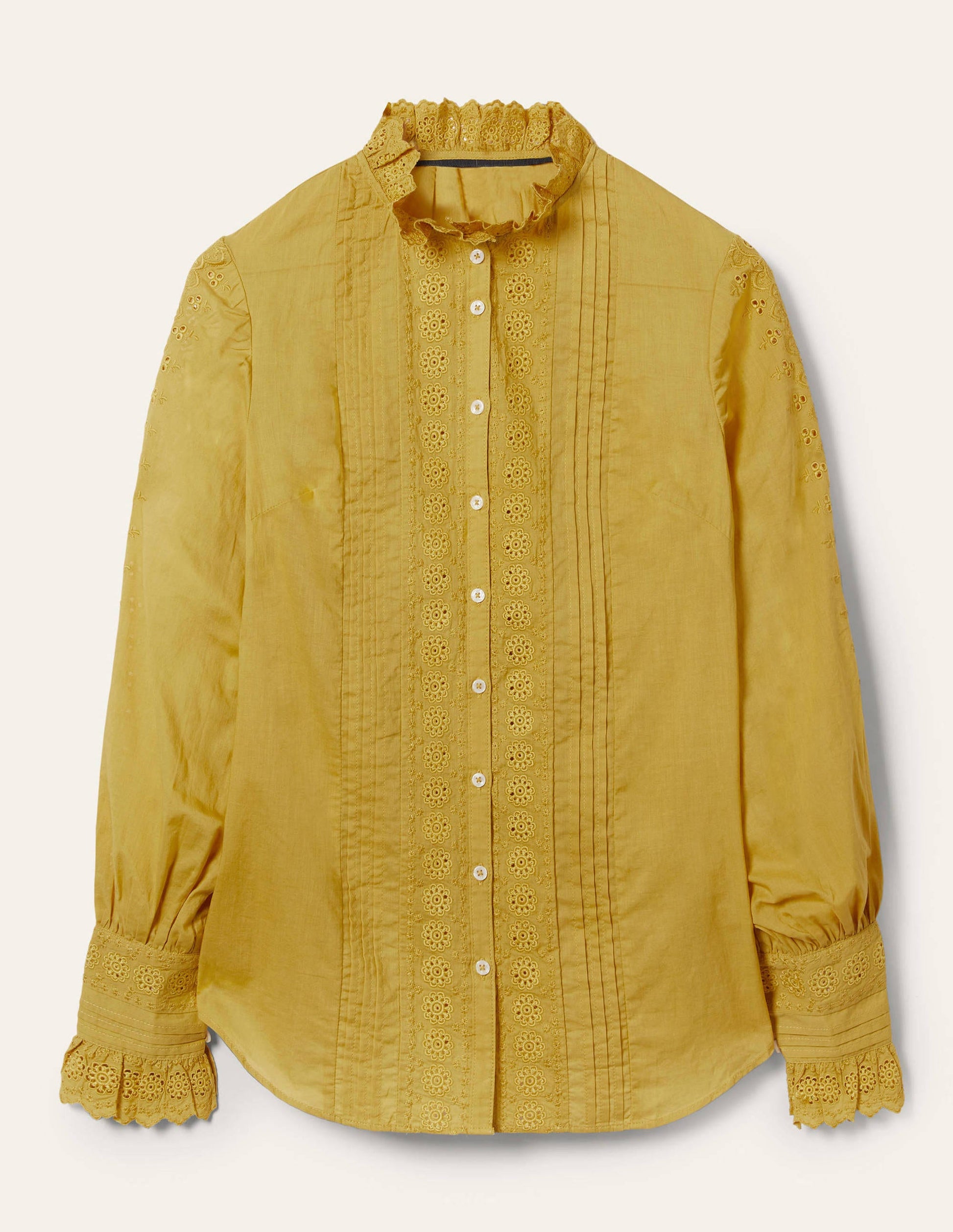 Blouse avec broderie anglaise-Huile d'olive-5