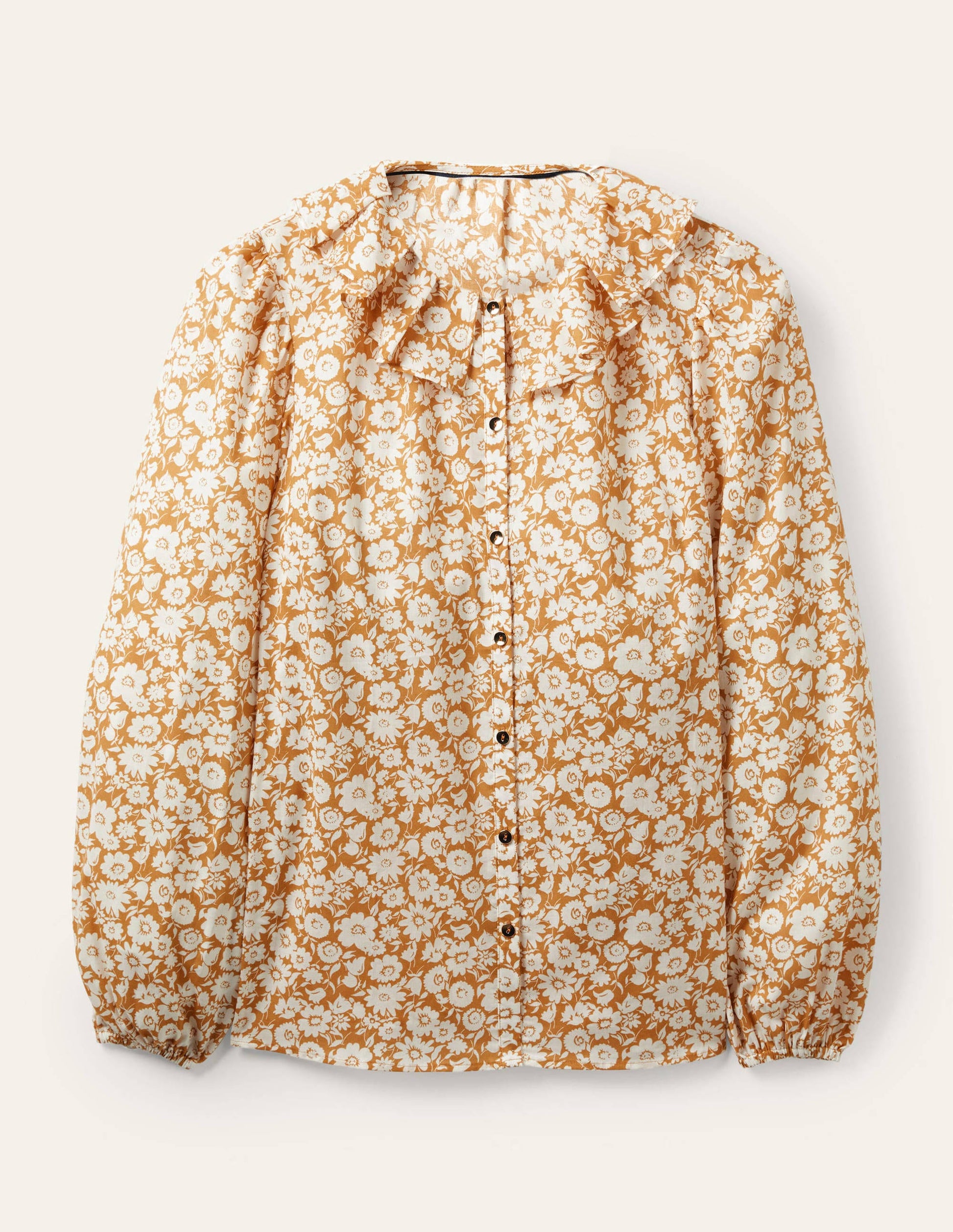 Blouse à col plissé-Brioche, motif Elegant Bloom-5