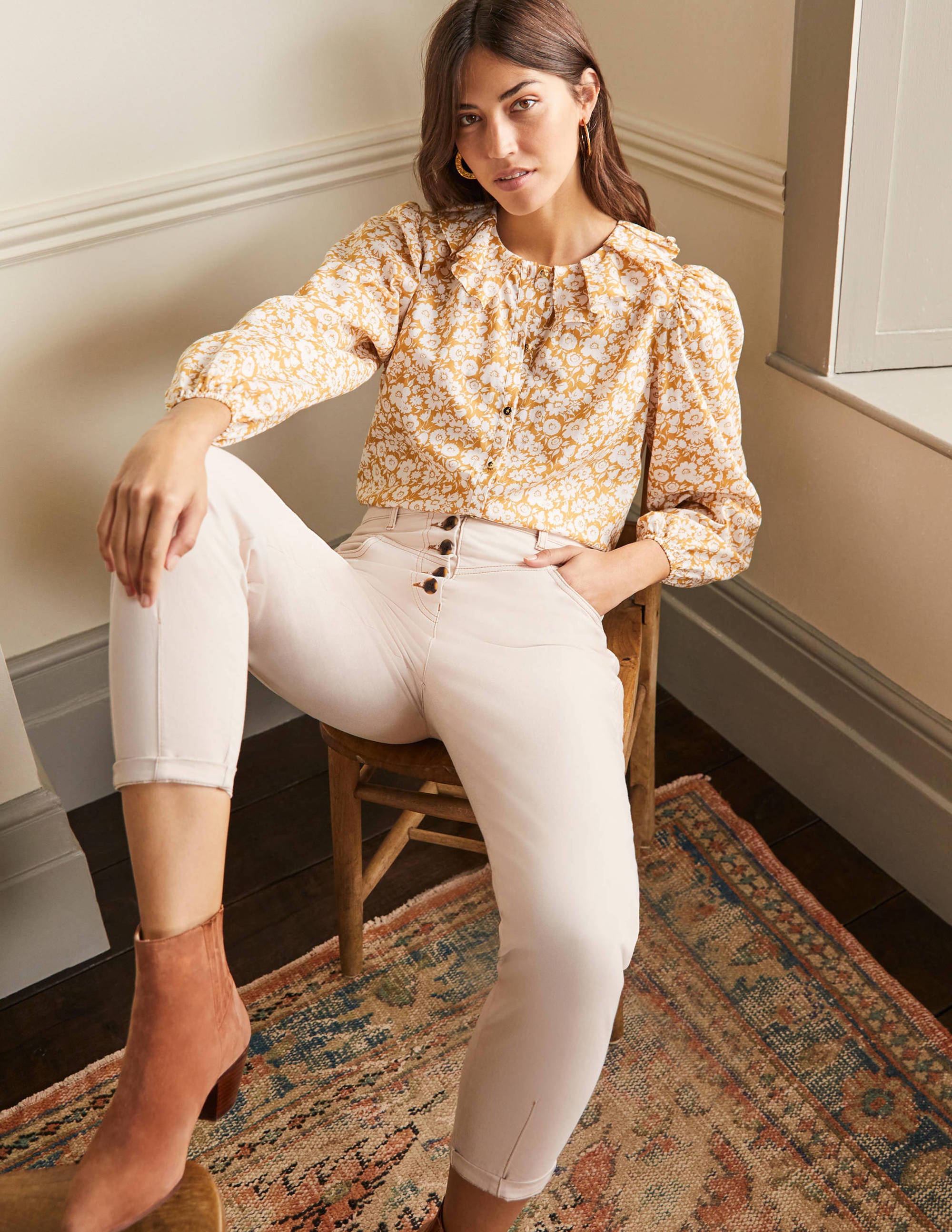 Blouse à col plissé-Brioche, motif Elegant Bloom - Image 4