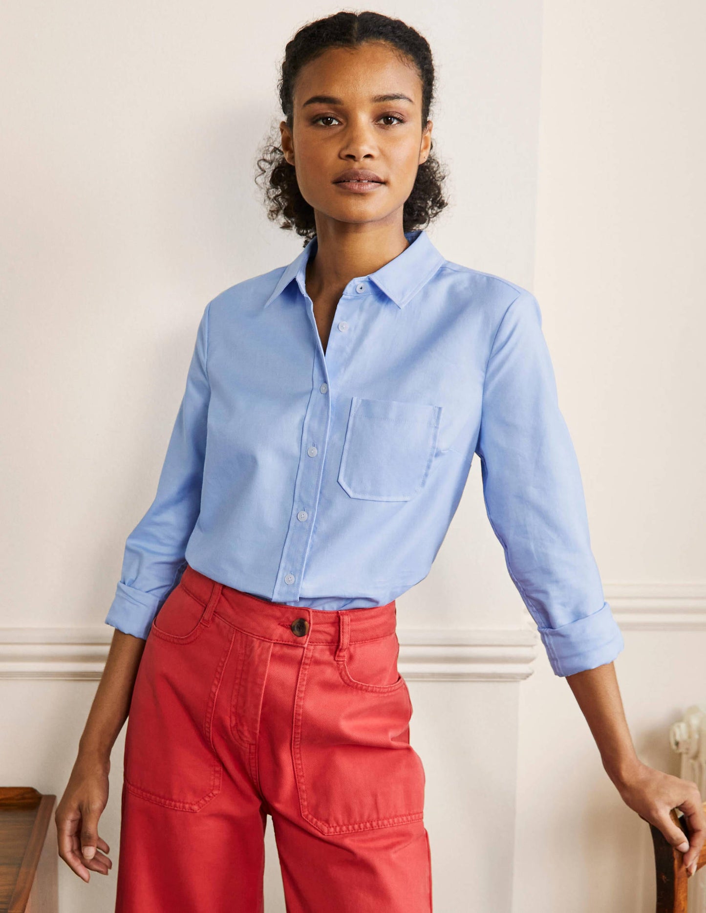 Klassisches Baumwollhemd-Blau, Oxford