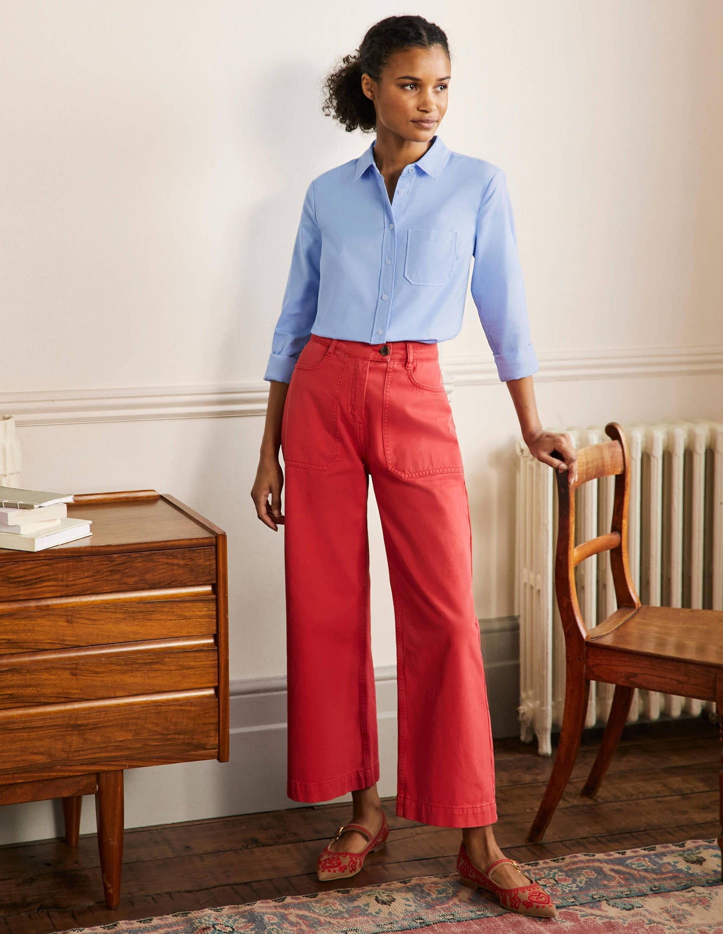 Klassisches Baumwollhemd-Blau, Oxford