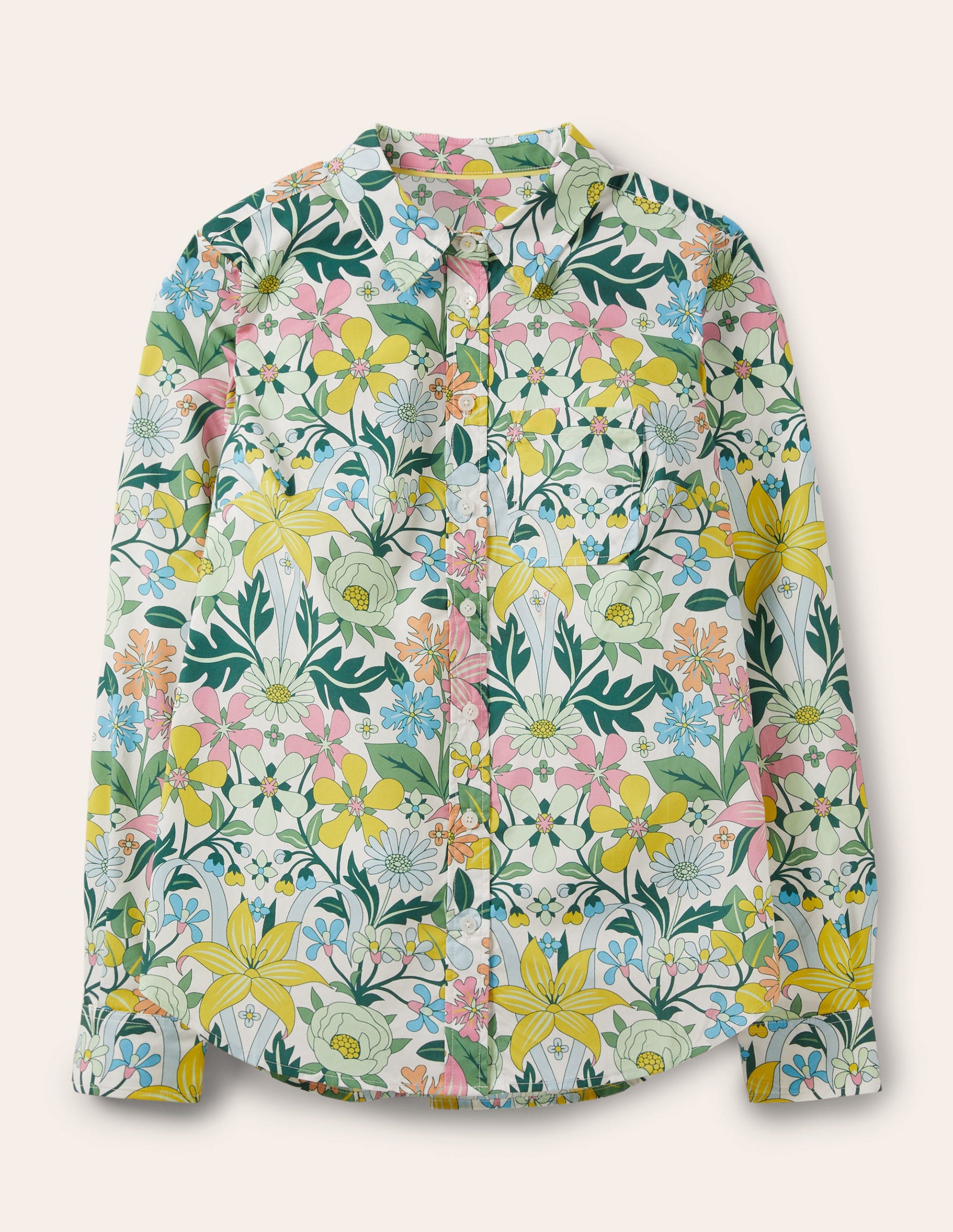 Chemise intemporelle en coton-Ivoire, motif Botanical Terrace-5