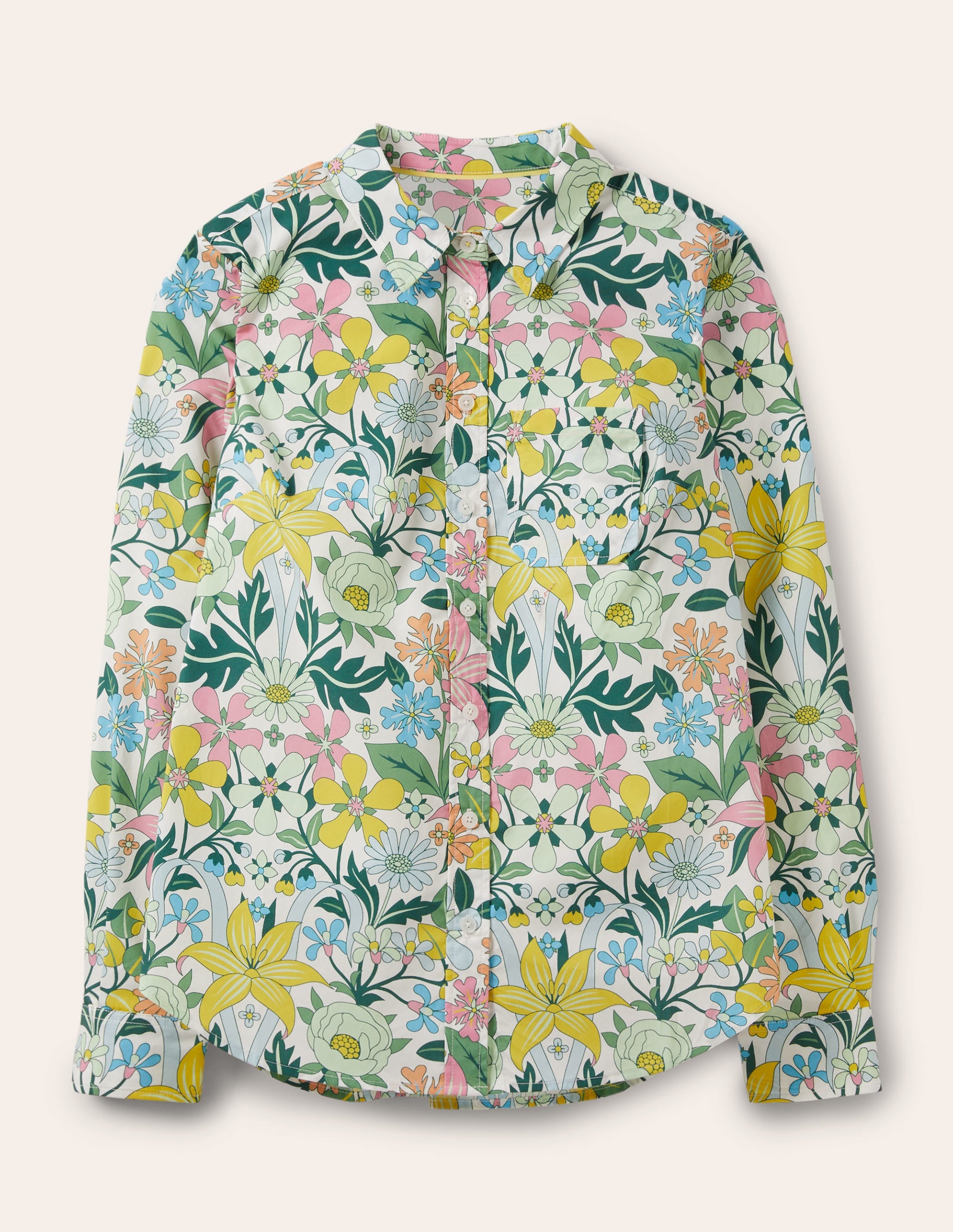 Chemise intemporelle en coton-Ivoire, motif Botanical Terrace - Image 5