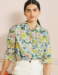 Chemise intemporelle en coton-Ivoire, motif Botanical Terrace