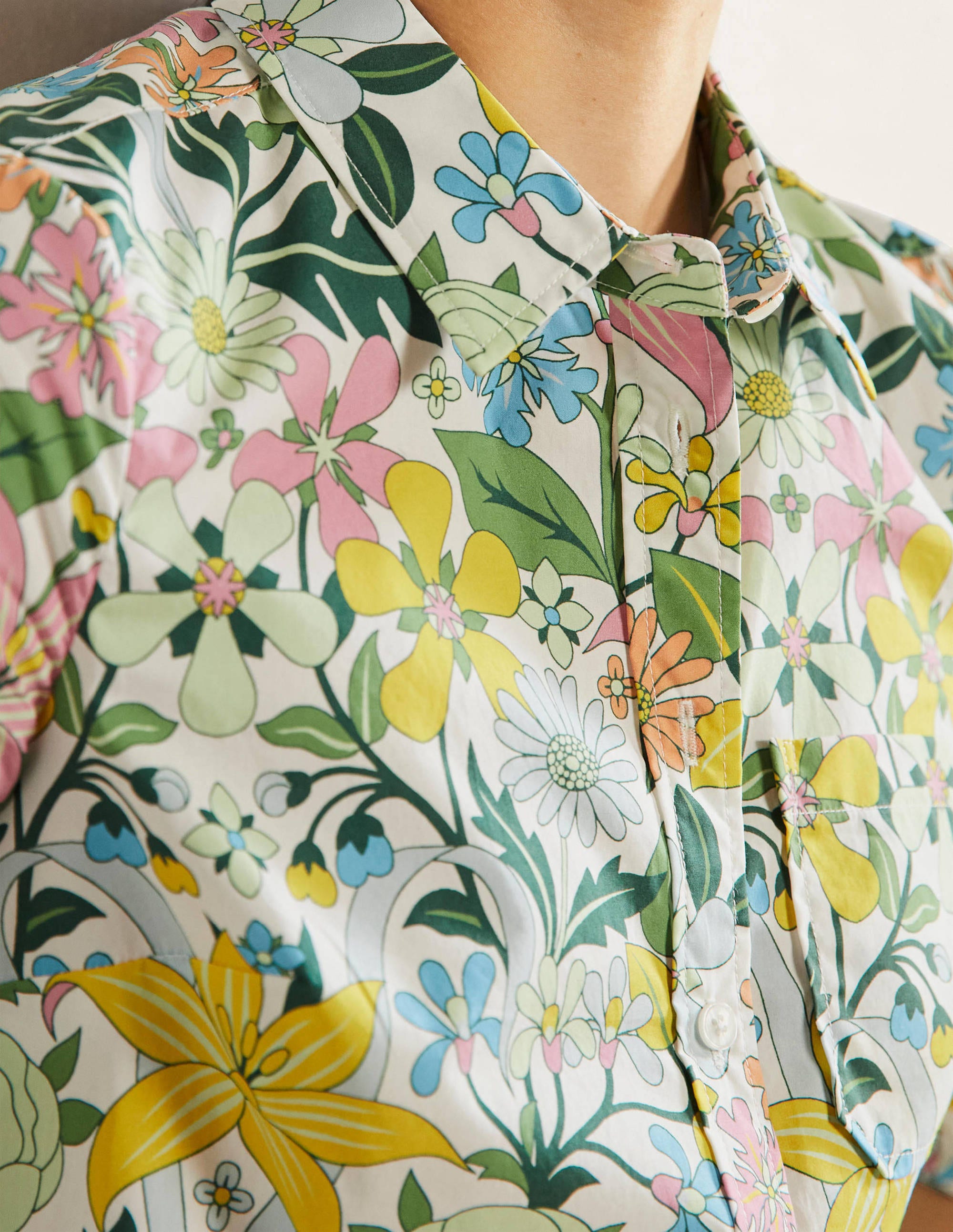 Chemise intemporelle en coton-Ivoire, motif Botanical Terrace - Image 2
