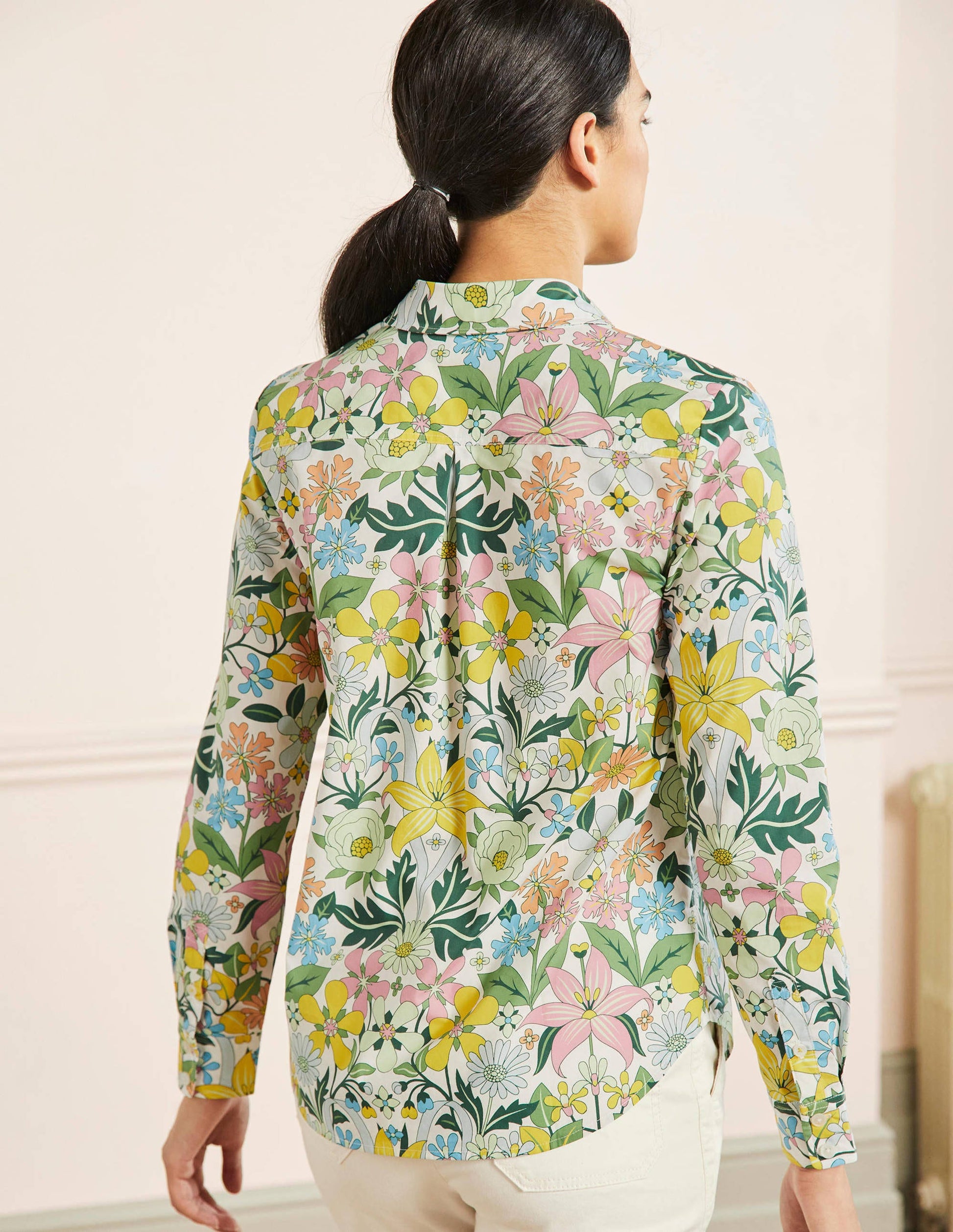 Chemise intemporelle en coton-Ivoire, motif Botanical Terrace-3