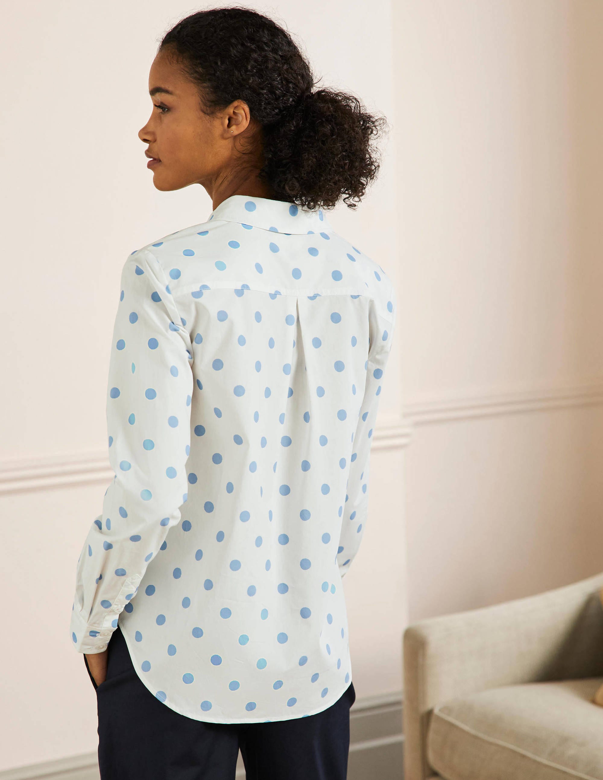 Chemise intemporelle en coton-Pois bleu crépuscule - Image 3