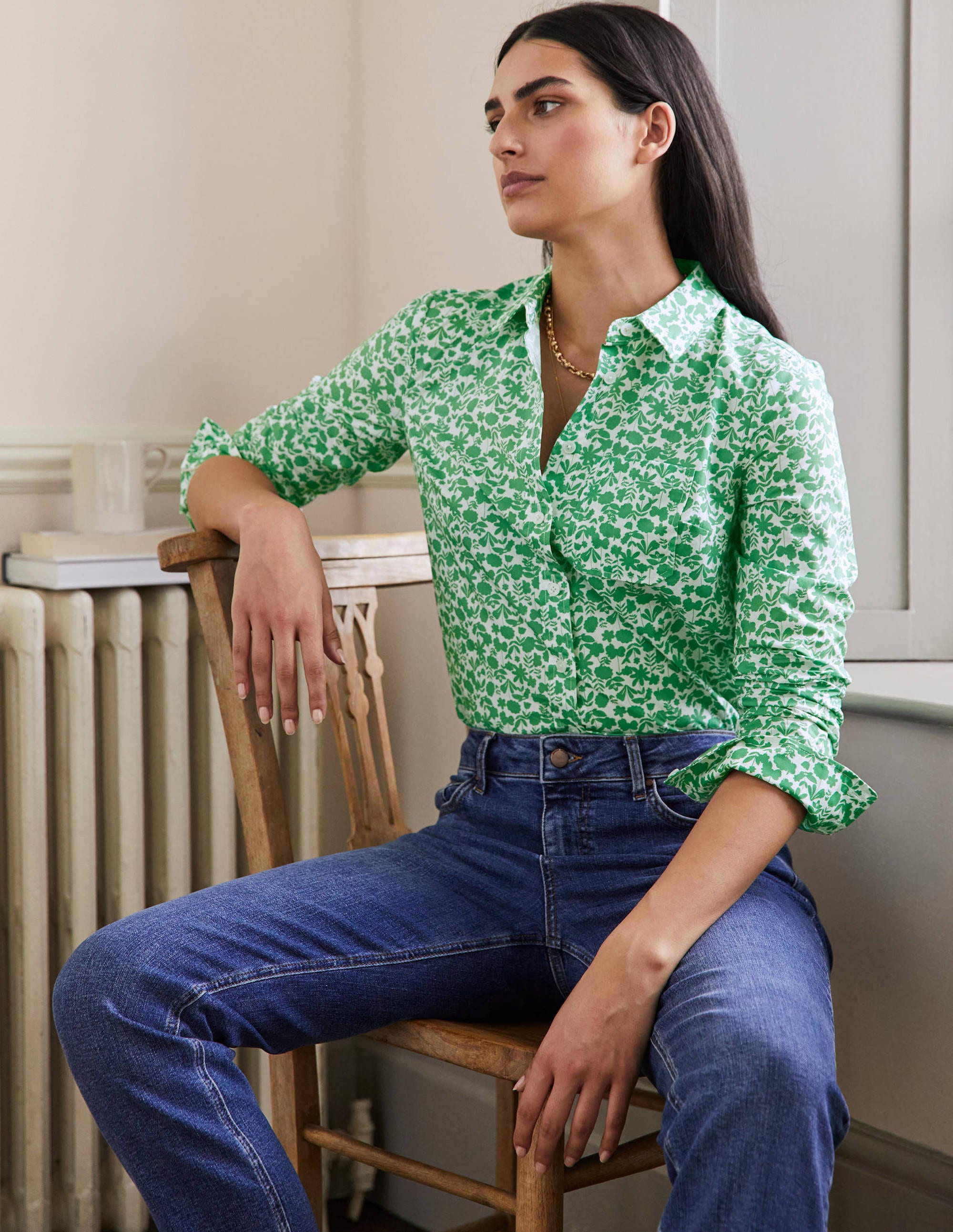 Chemise intemporelle en coton-Lierre anglais, motif Flora Bloom - Image 4