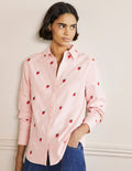 Relaxed Cotton Shirt-Mauve Stripe, Strawberry