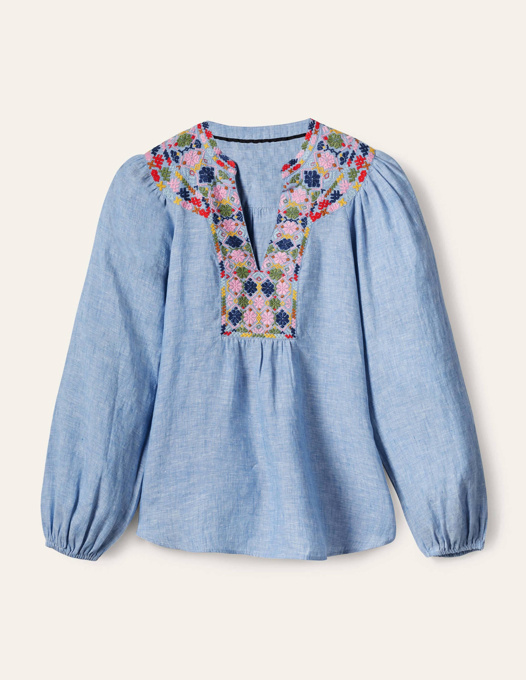Top brodé en lin-Chambray - Image 5