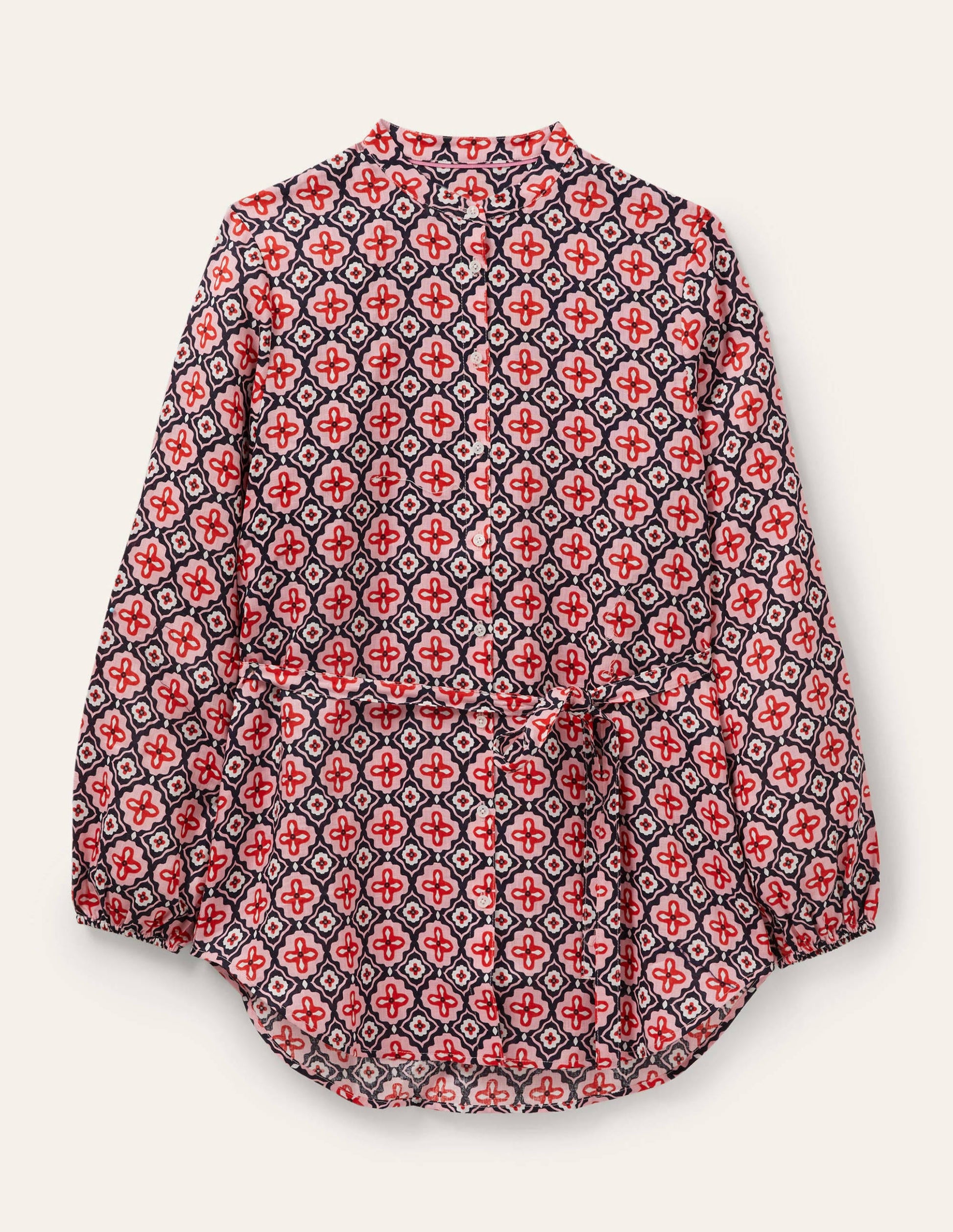 Rosie Strandhemd aus Leinen-Navy, Marokkanischer Diamant-5